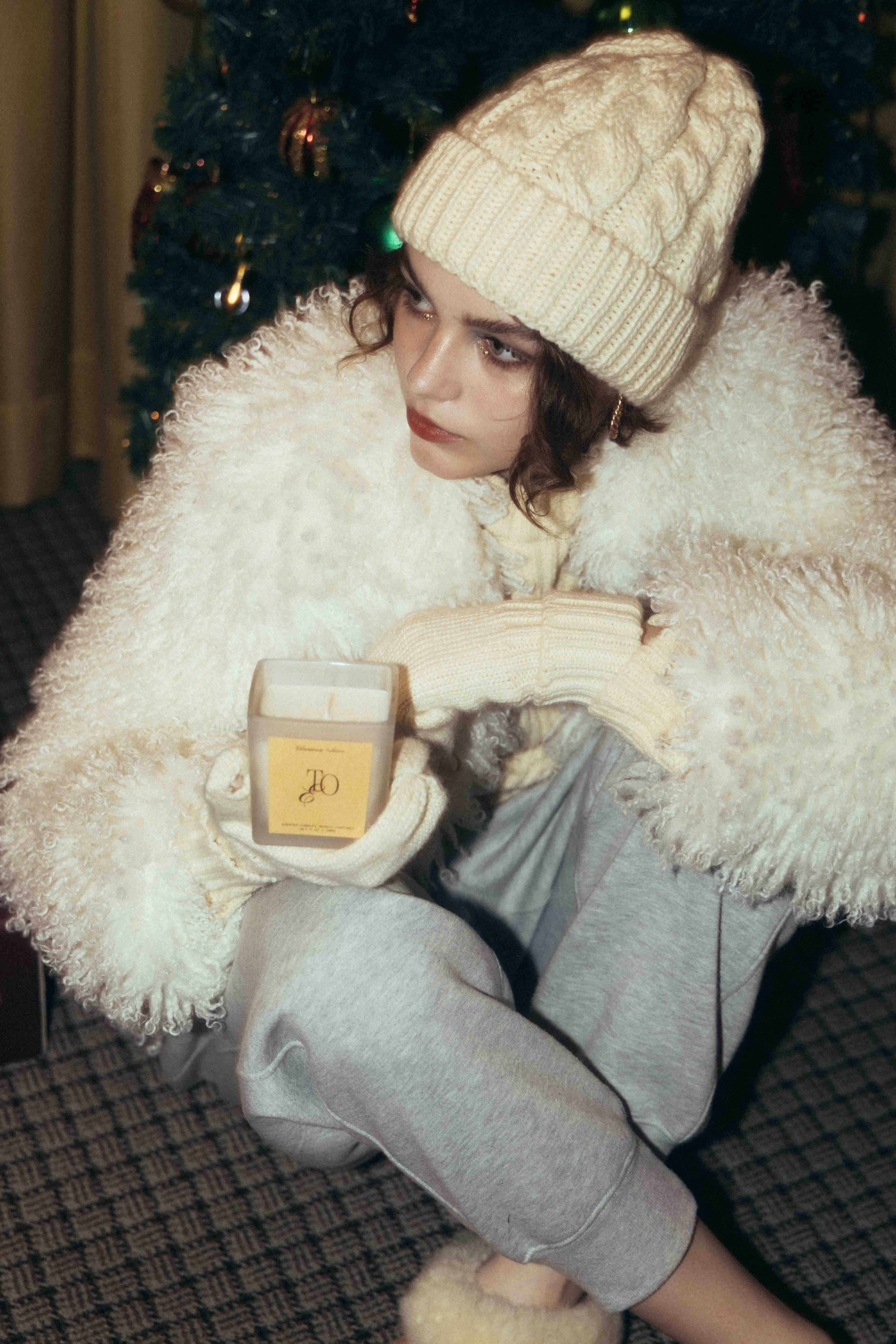 White fur coat