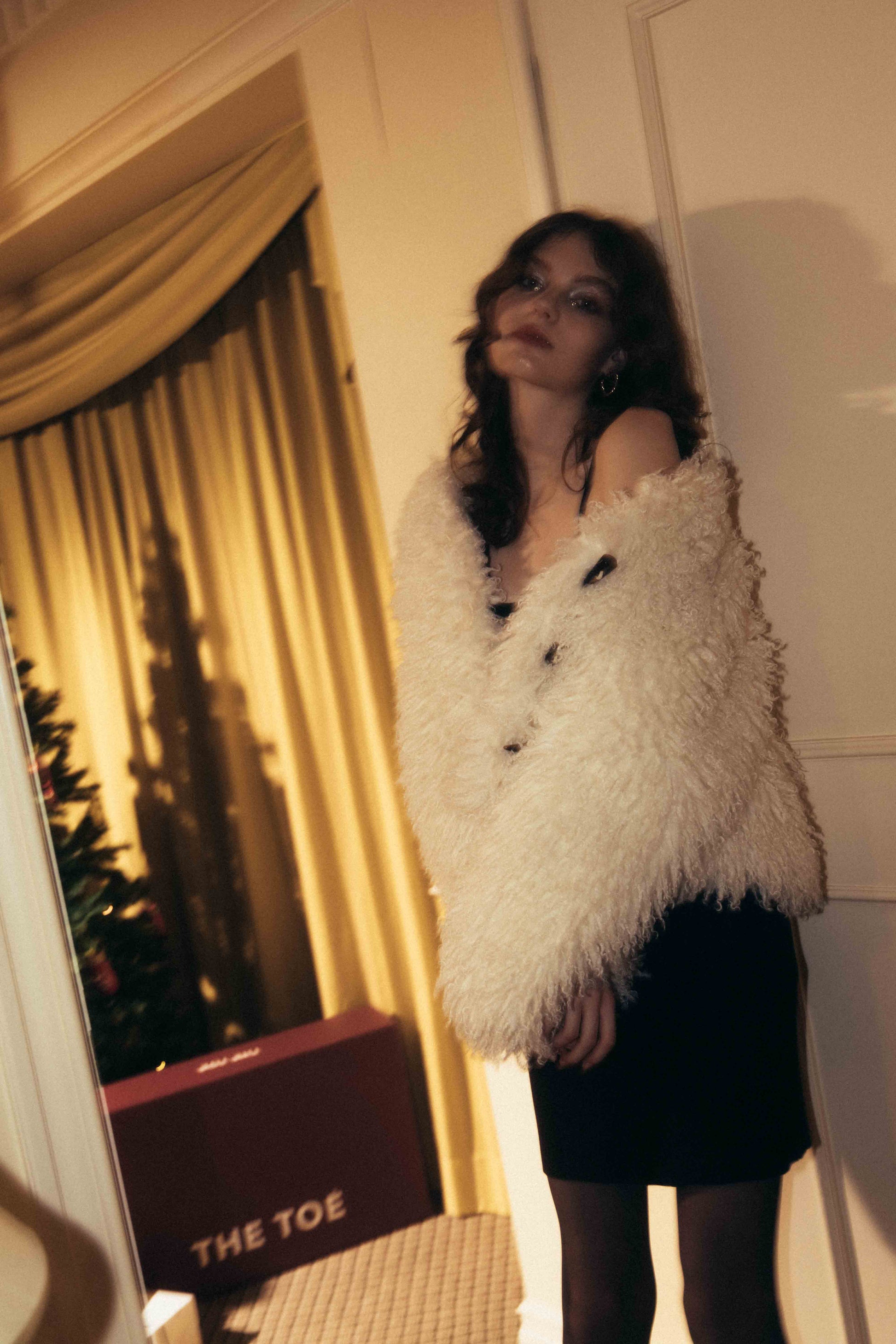 White fur coat