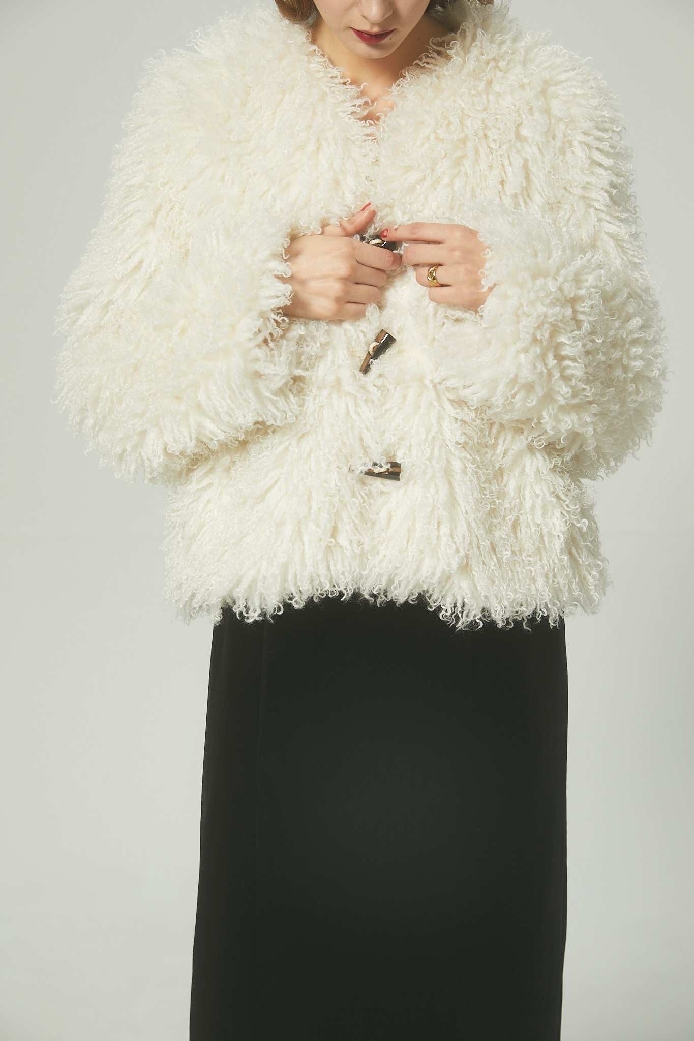 White fur coat