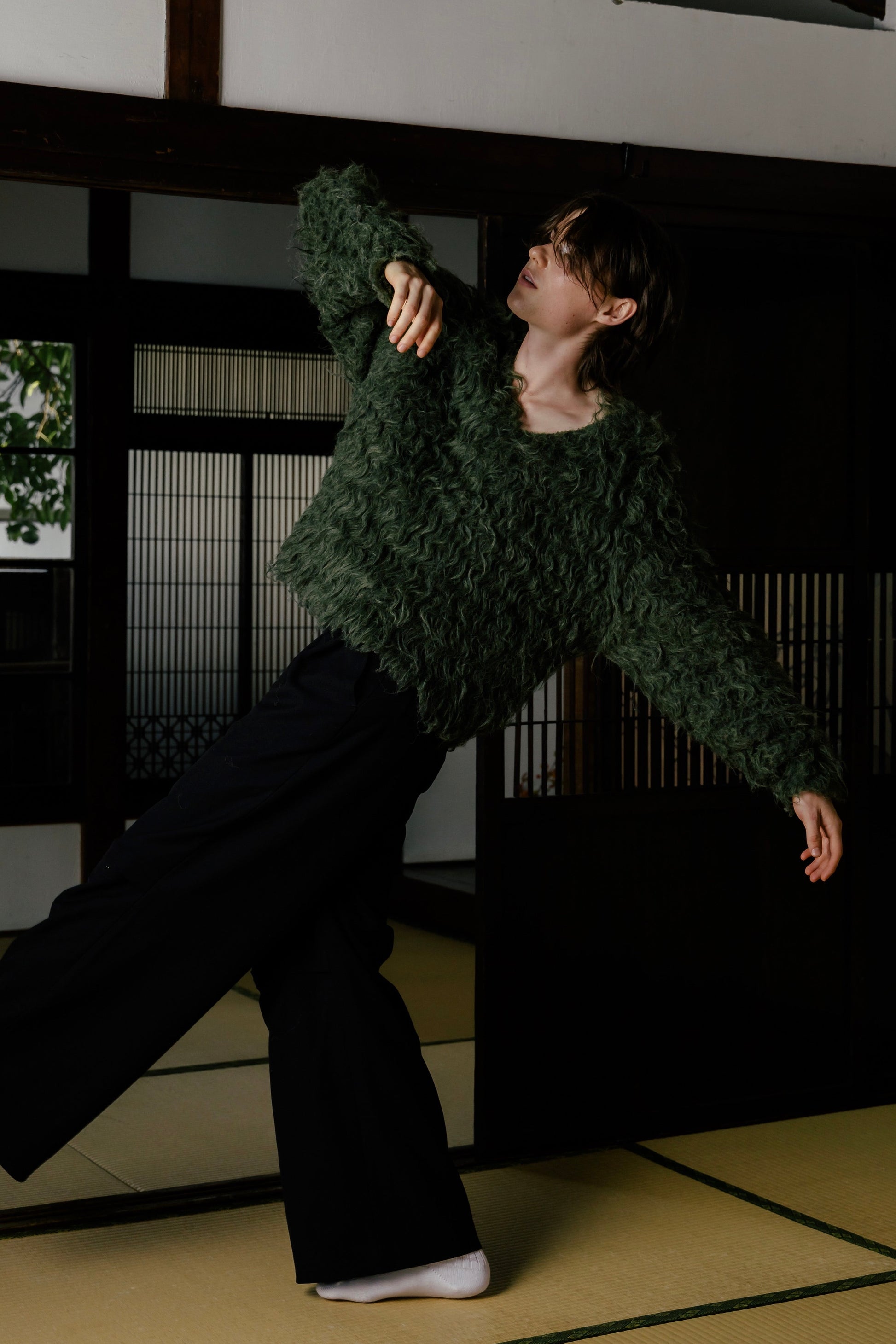 Pigalle shaggy Vneck knit