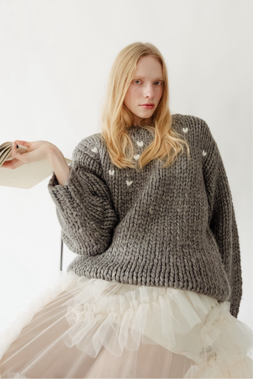 NKNIT ♡pattern KNIT(gray) NKNIT ♡pattern KNIT グレー GRAY/NAVY NKNIT ♡pattern KNIT(gray) NKNIT ♡pattern KNIT グレー GRAY/NAVY