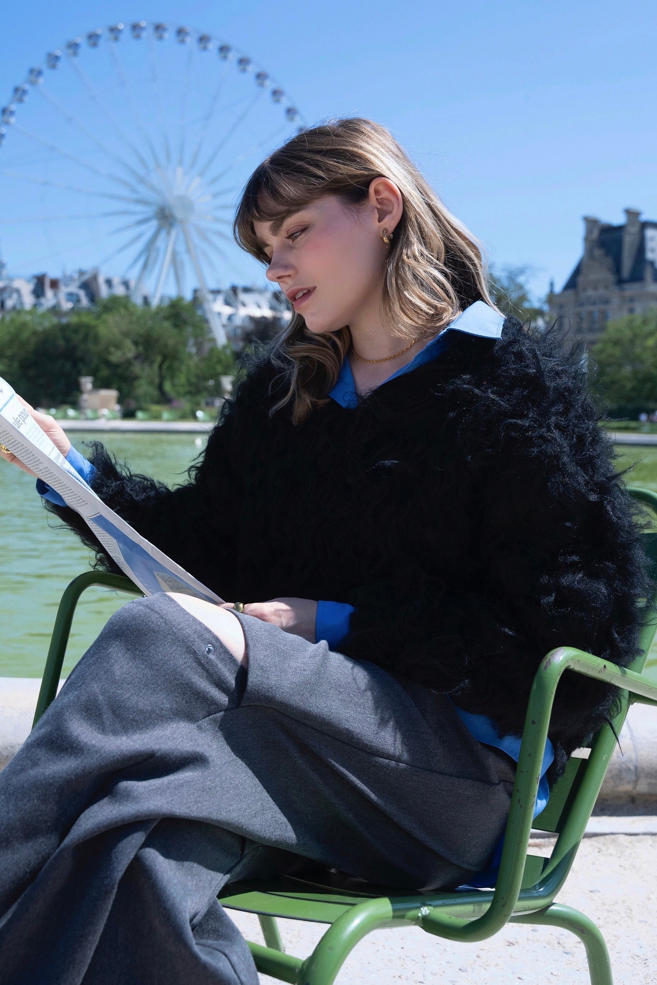Pigalle shaggy Vneck knit