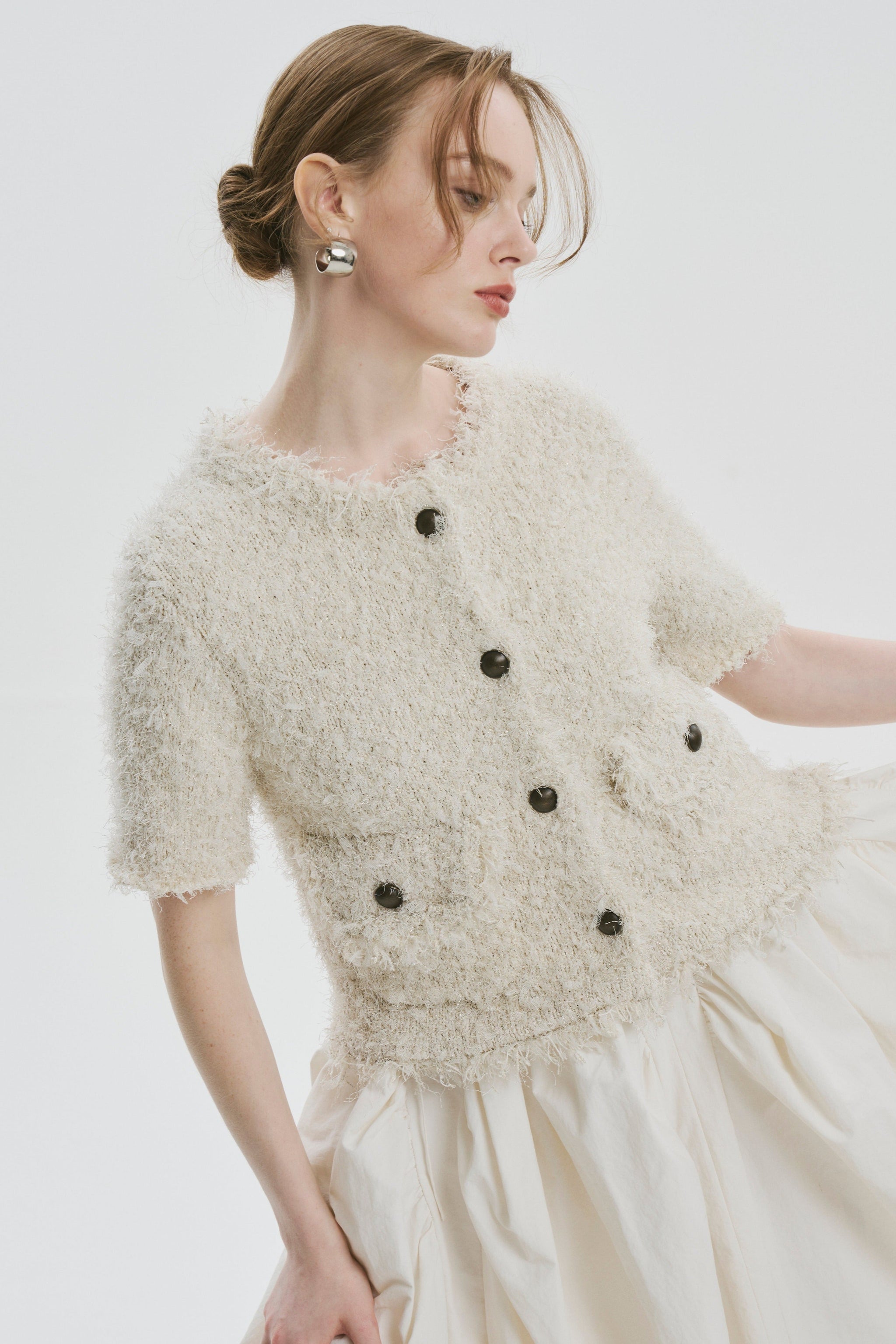 Ivory Tweed Short Sleeve Jacket main image 1