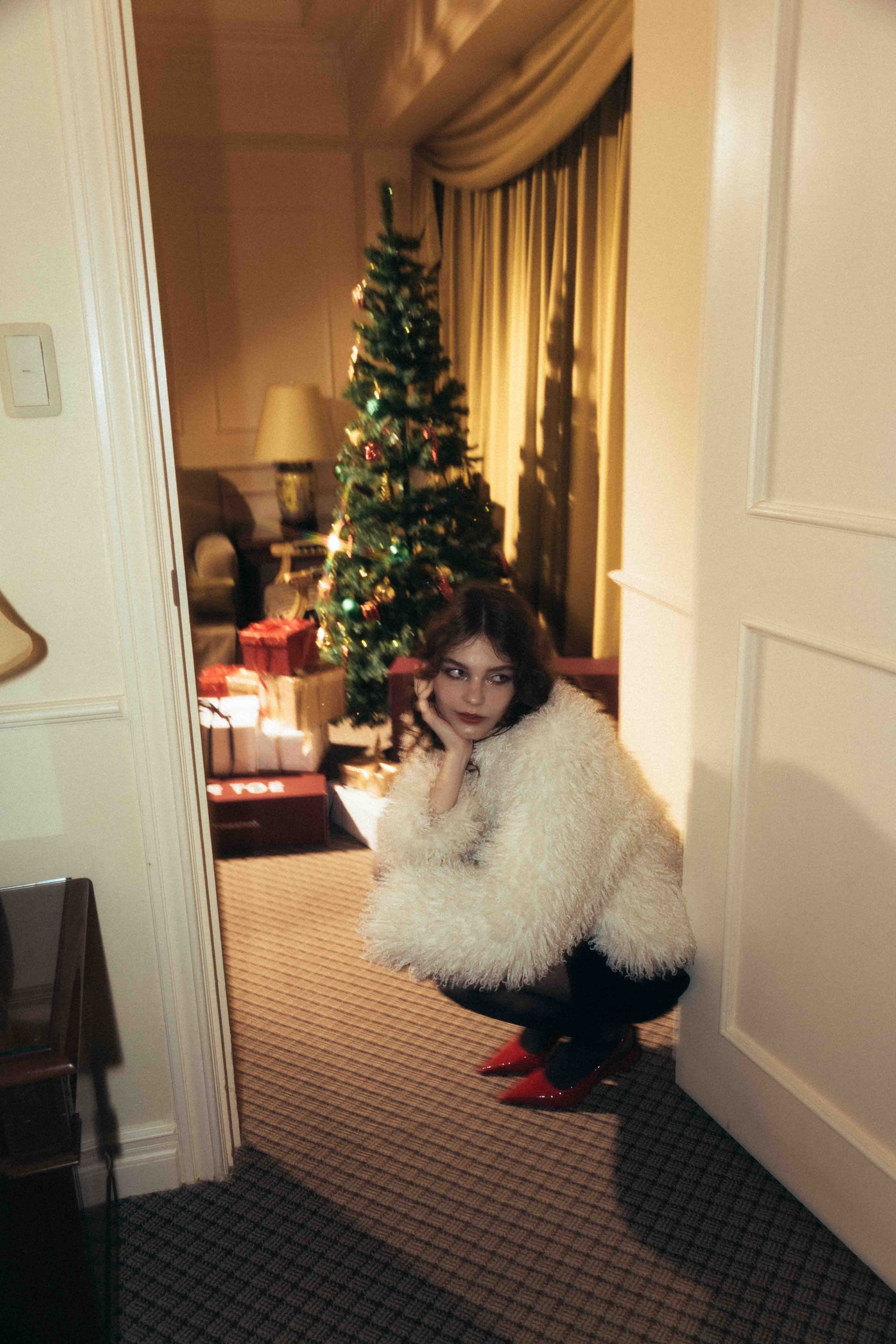 White fur coat