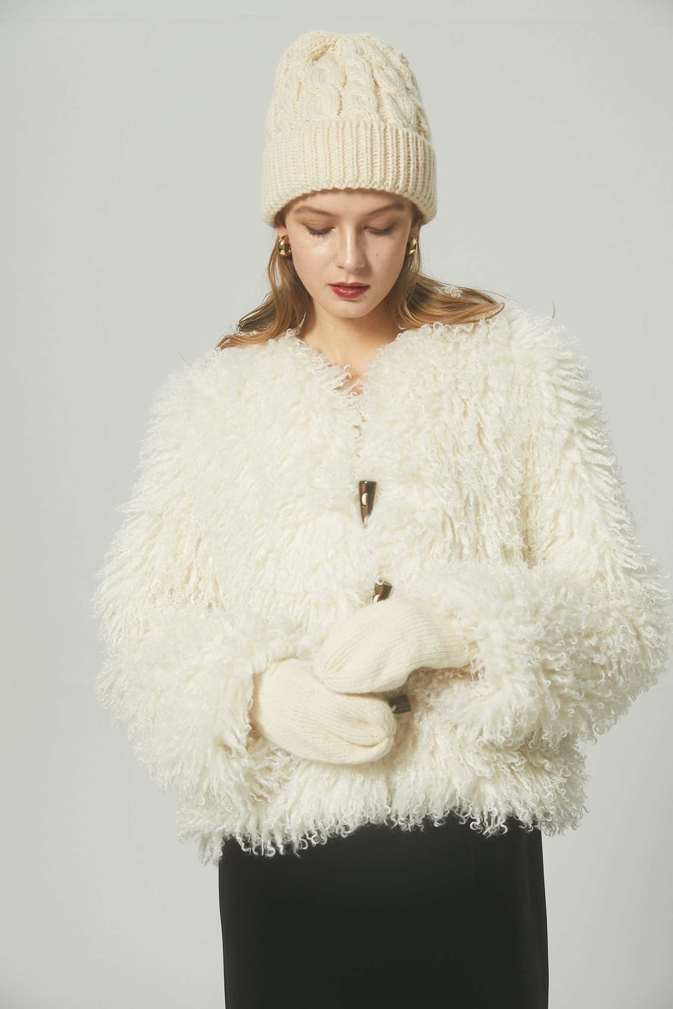 White fur coat