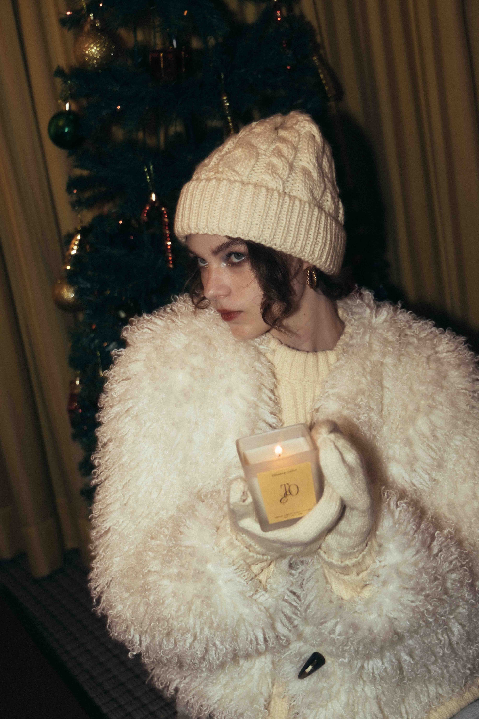 White fur coat