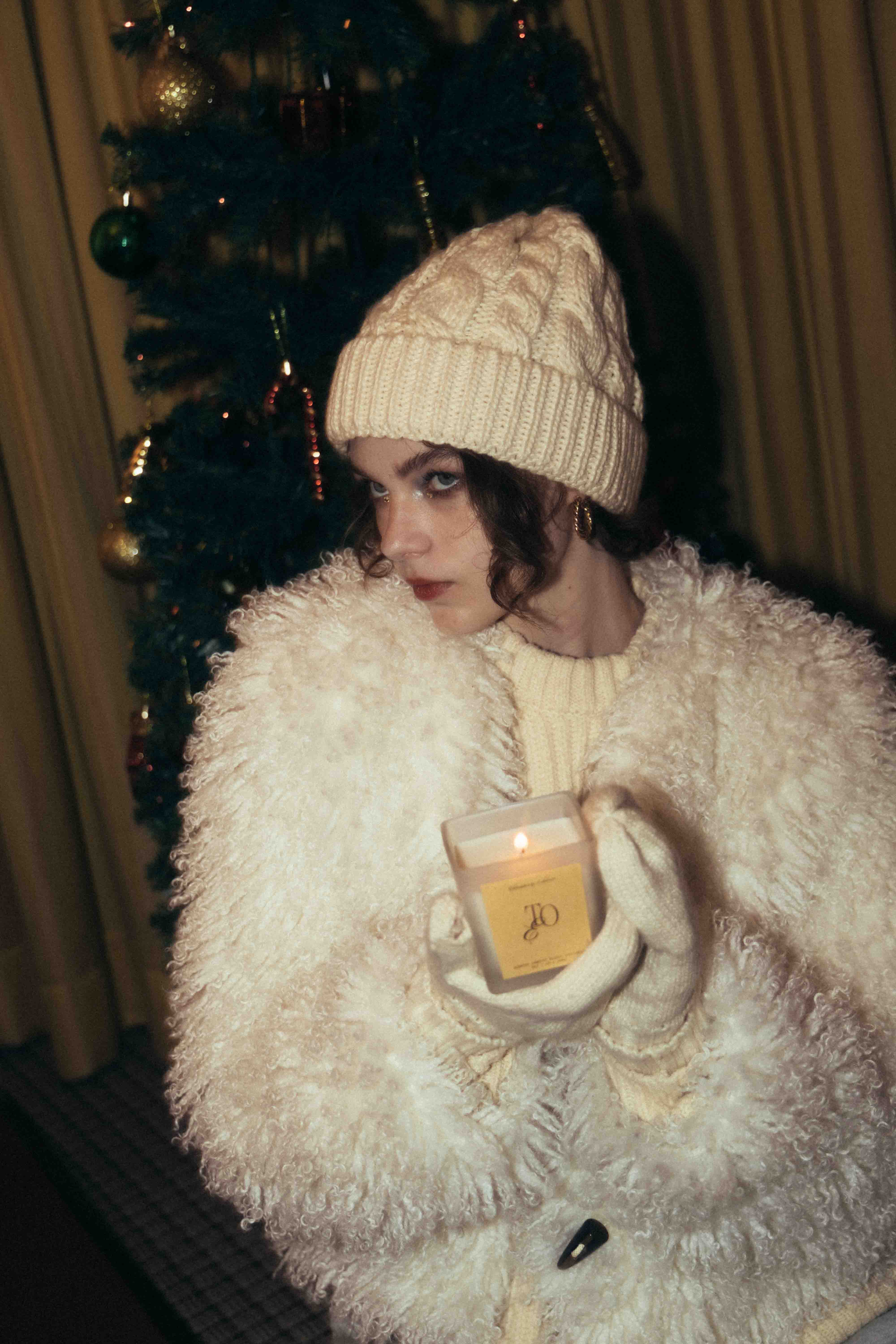 White fur coat