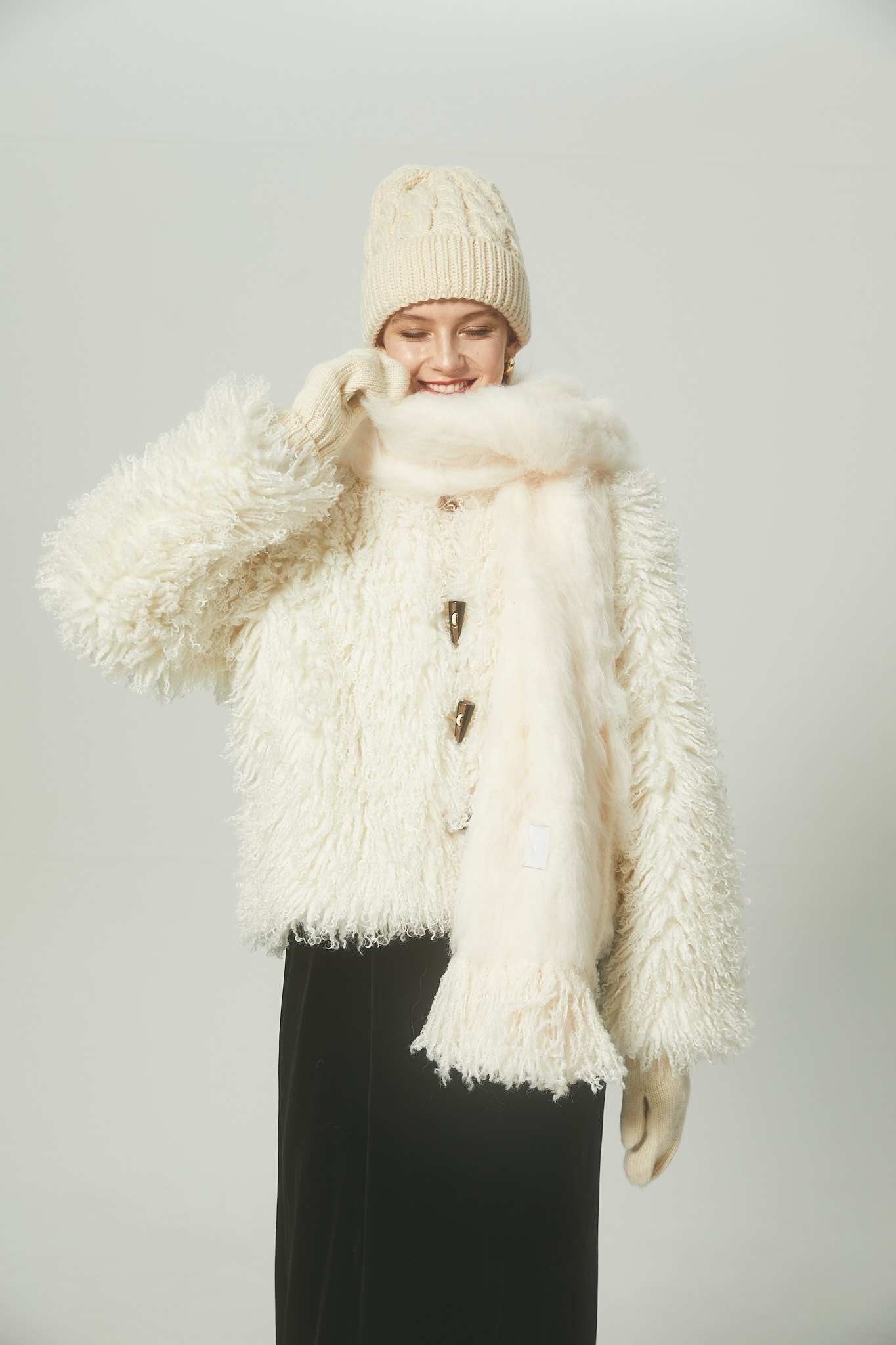 White fur coat