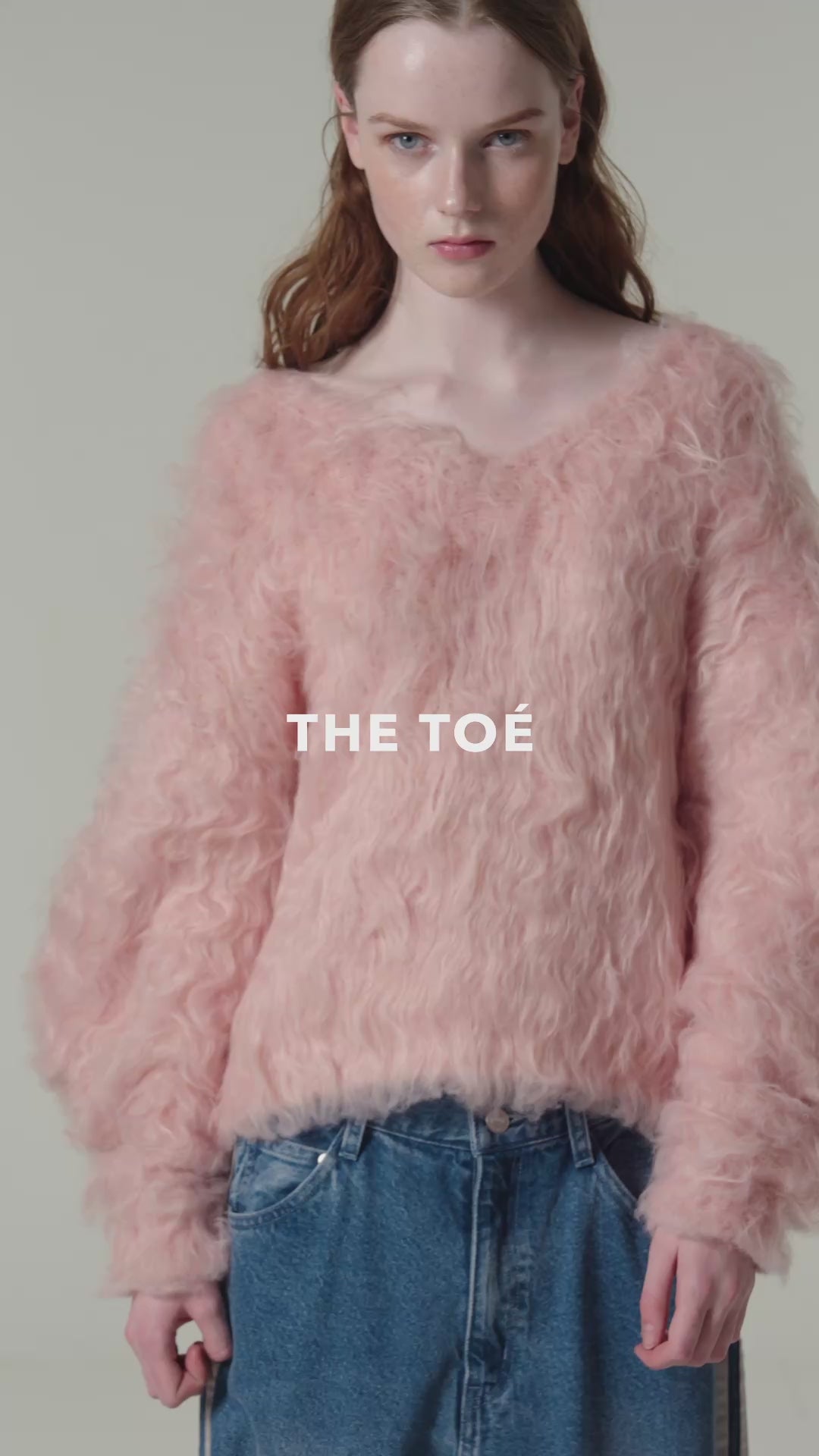 Load video: Pigalle shaggy Vneck knit