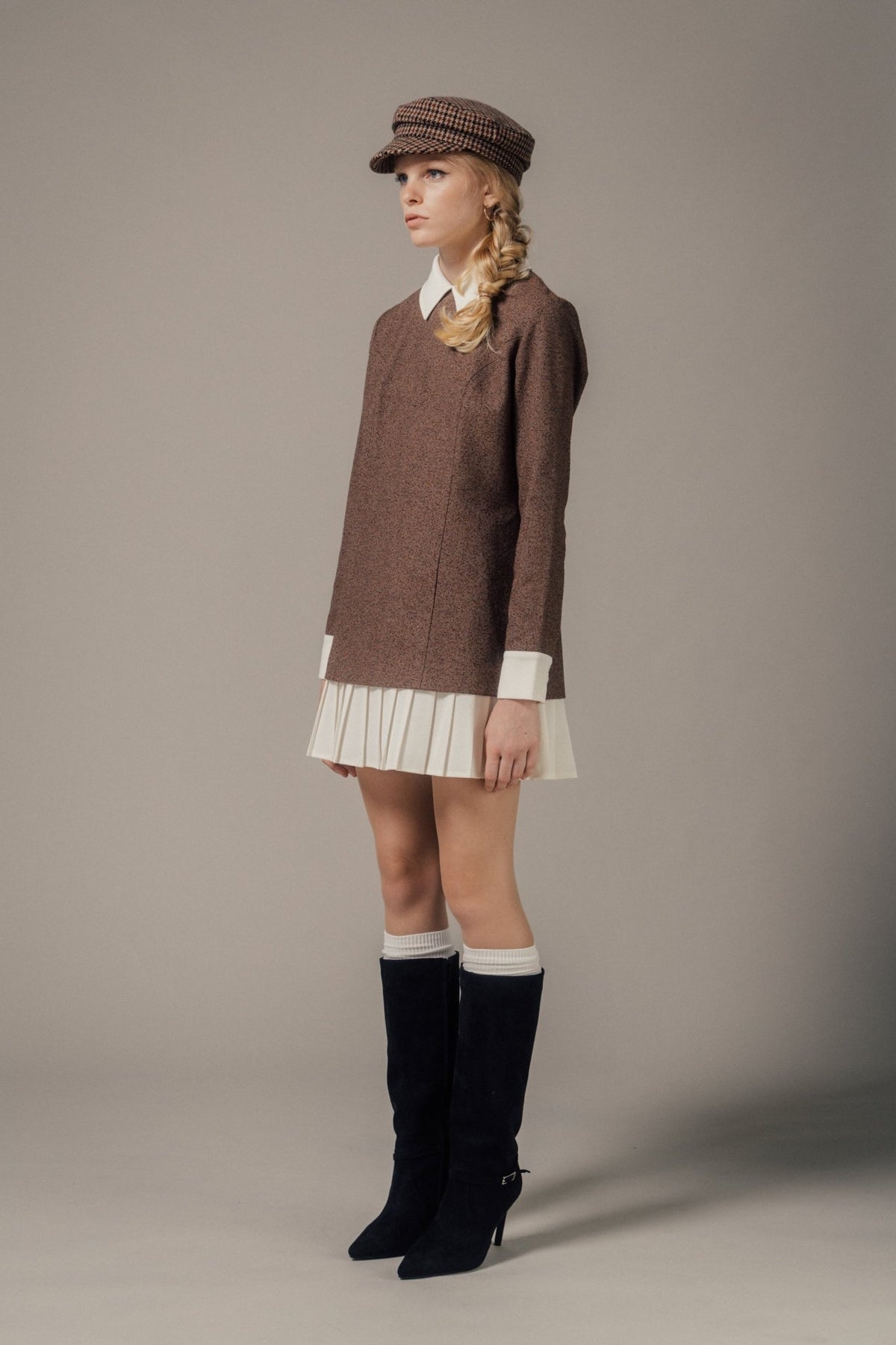 Leopold Long-Sleeve Tweed Dress