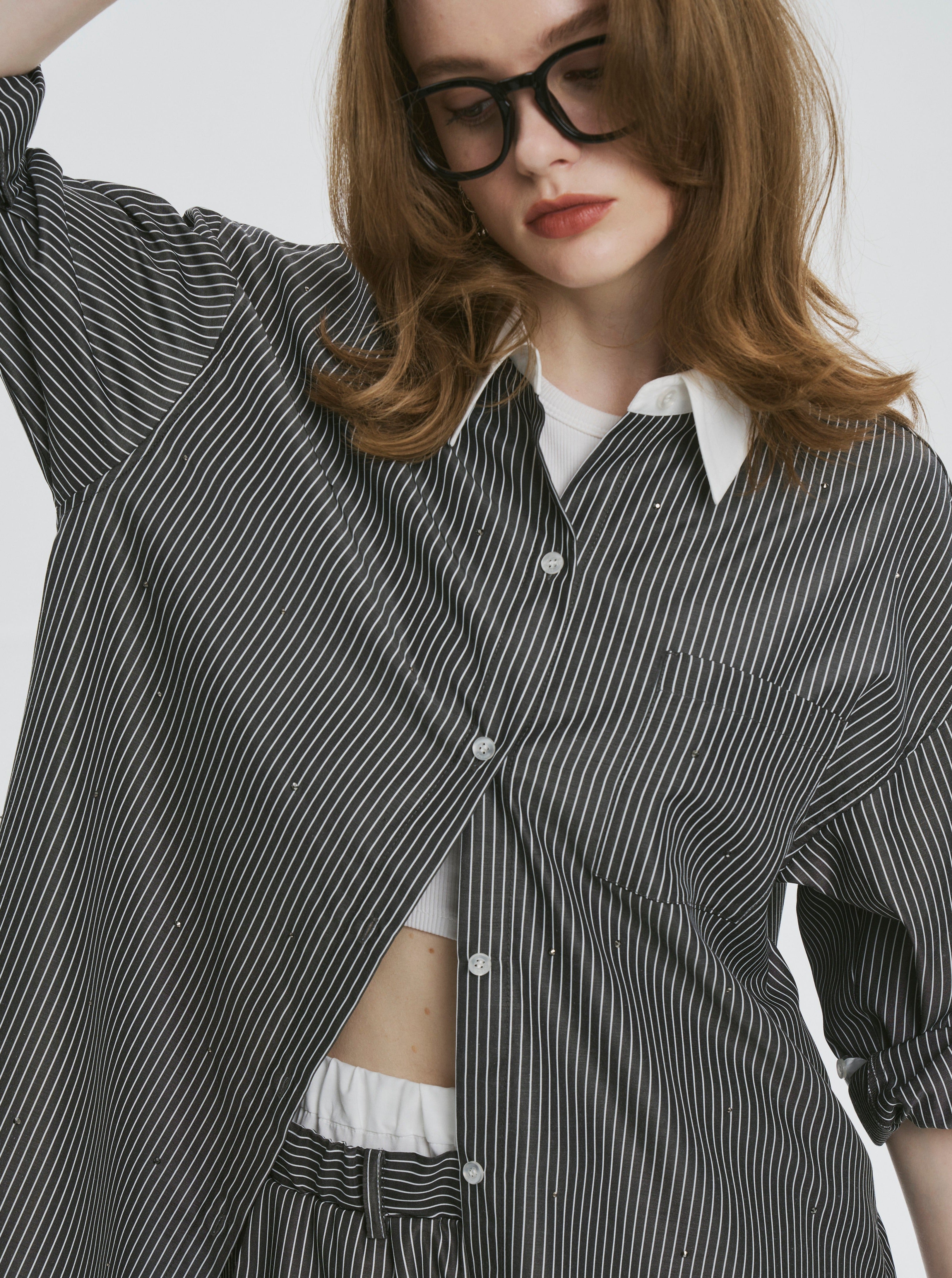 Battery stripe bijou shirt