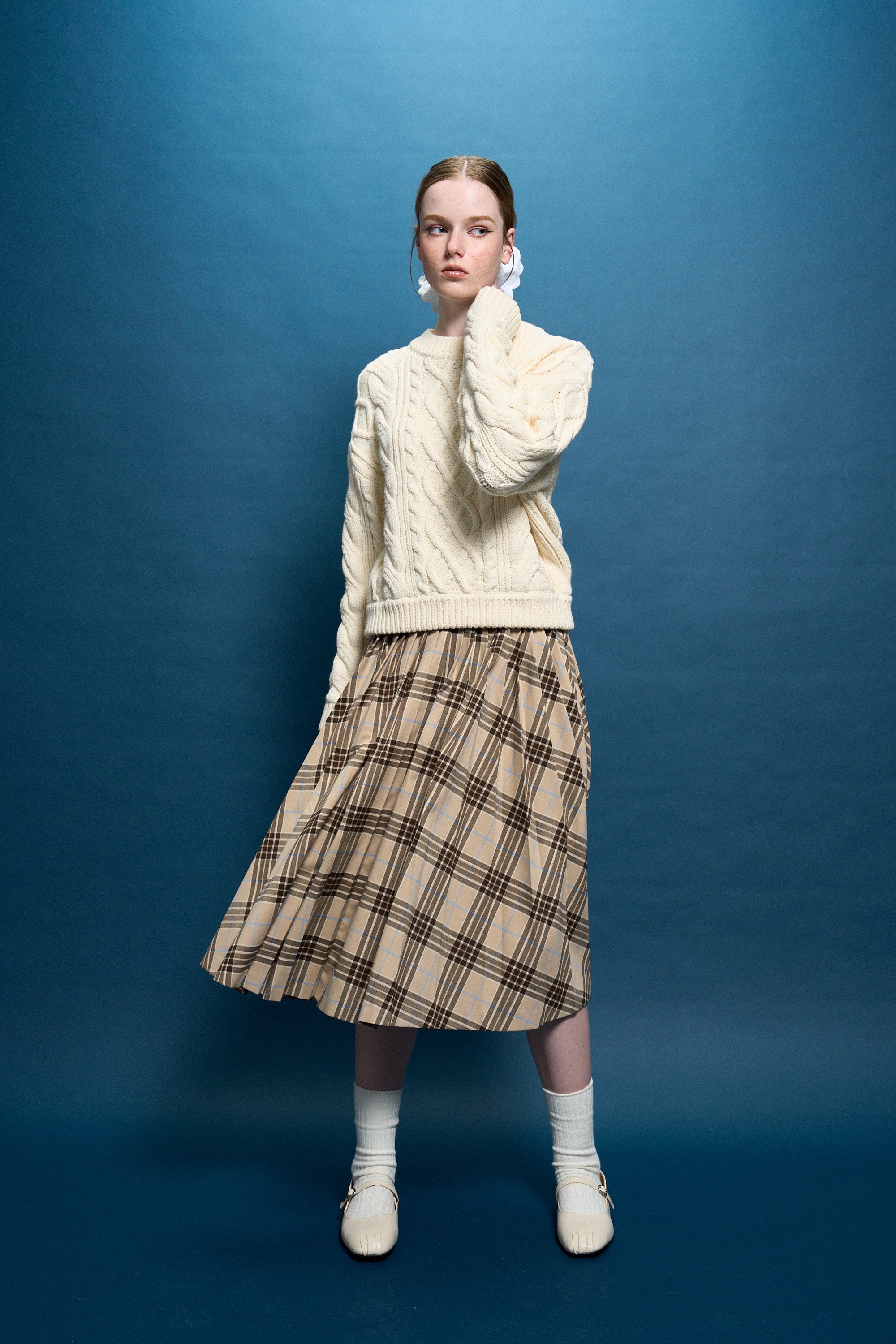 Lyucus pleats skirt -check