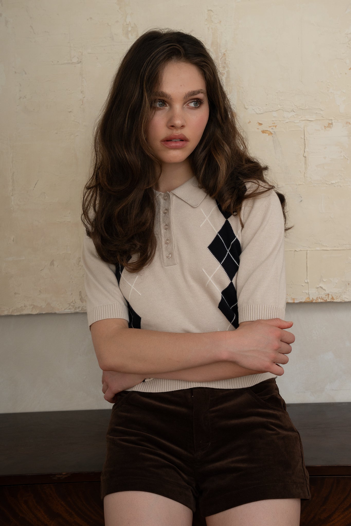 Geuldal Argyle Top