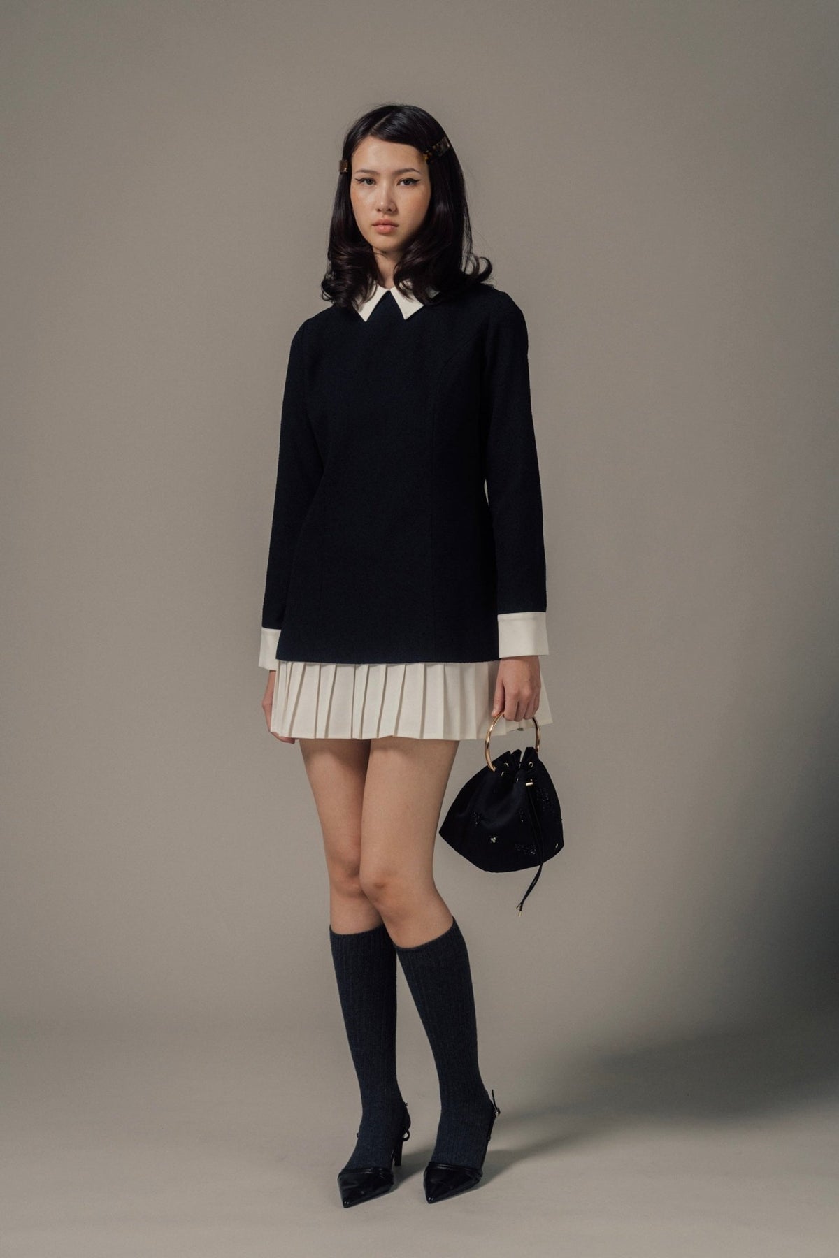 Leopold Long-Sleeve Tweed Dress