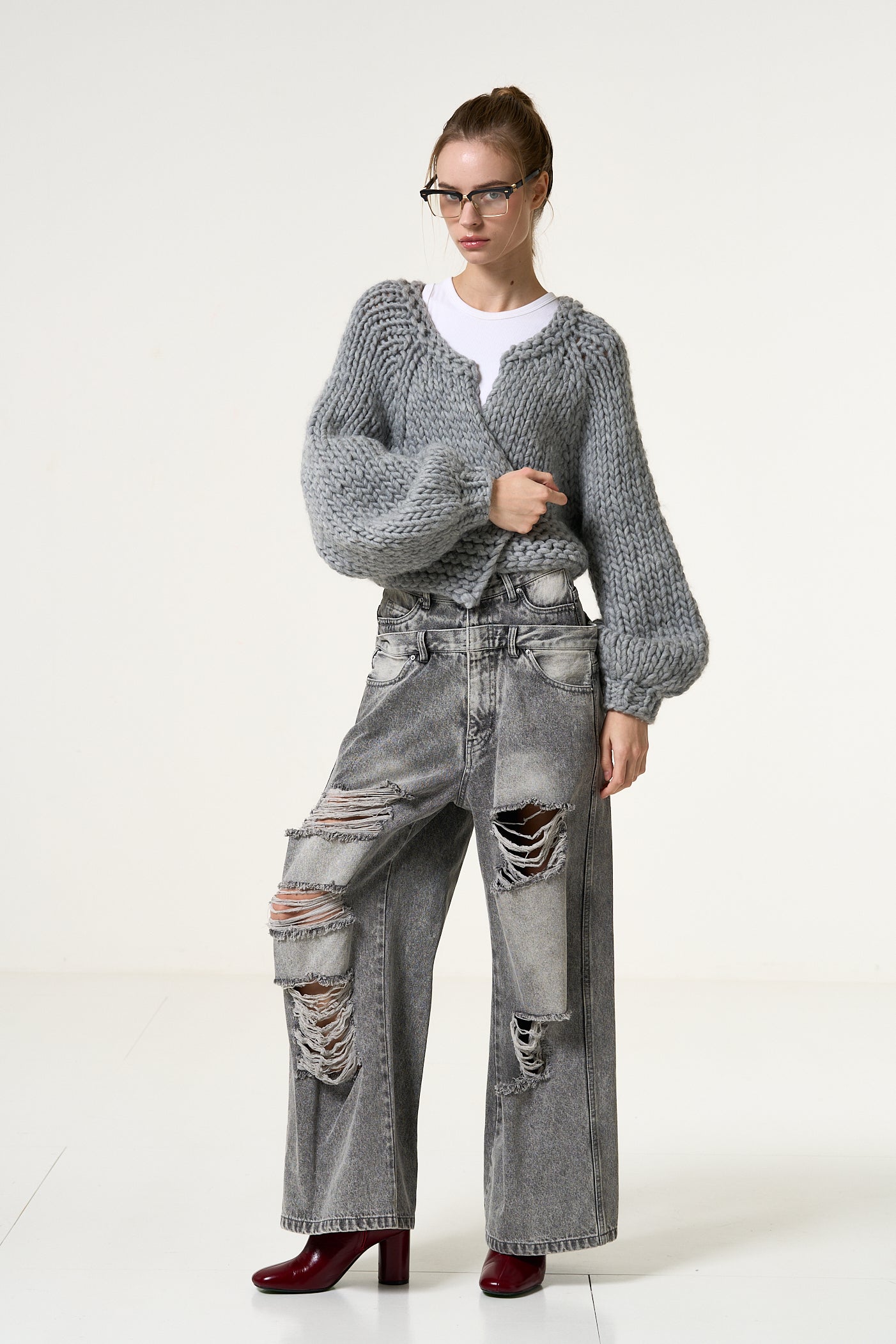 Lexington double belt denim pants