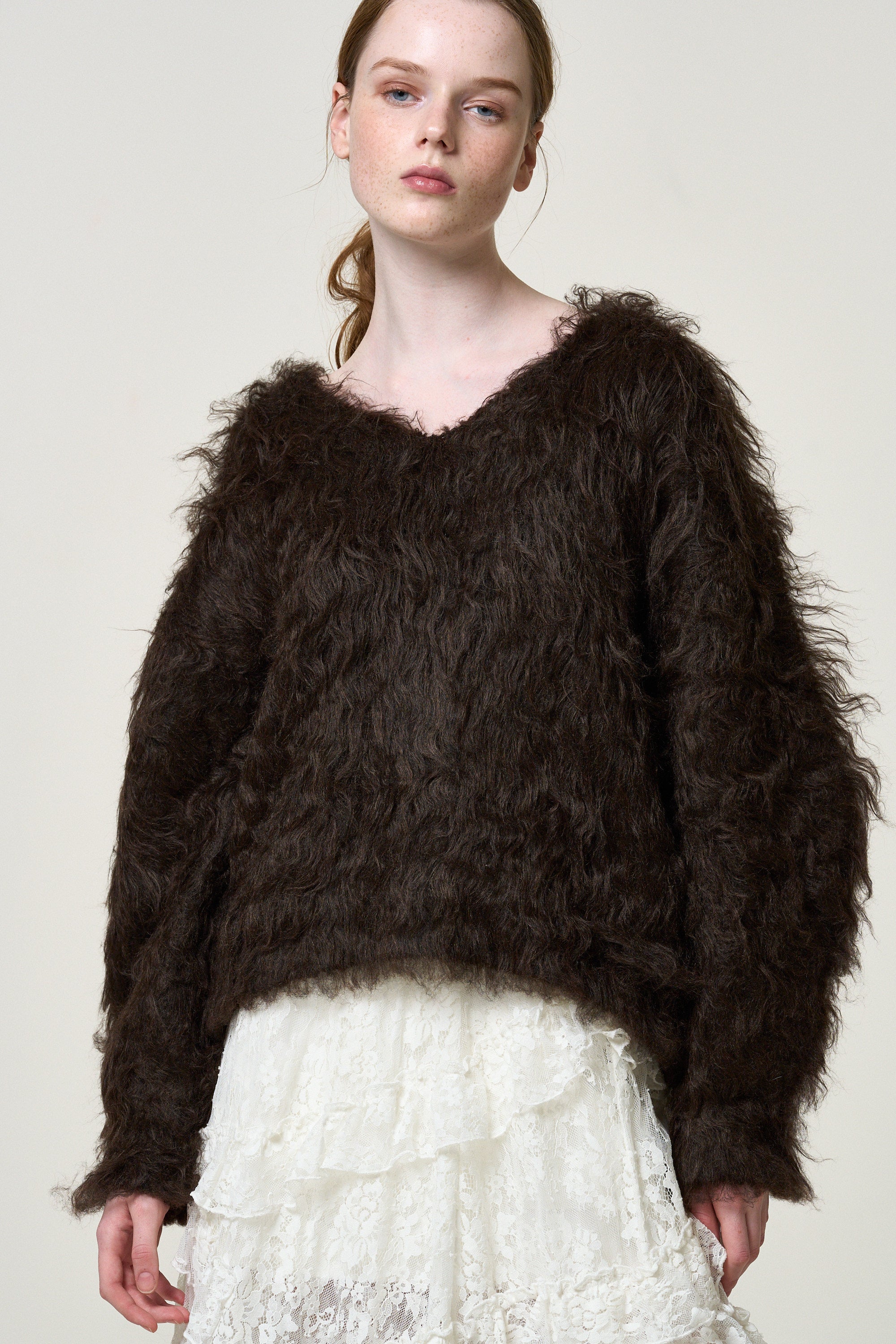 Pigalle shaggy Vneck knit