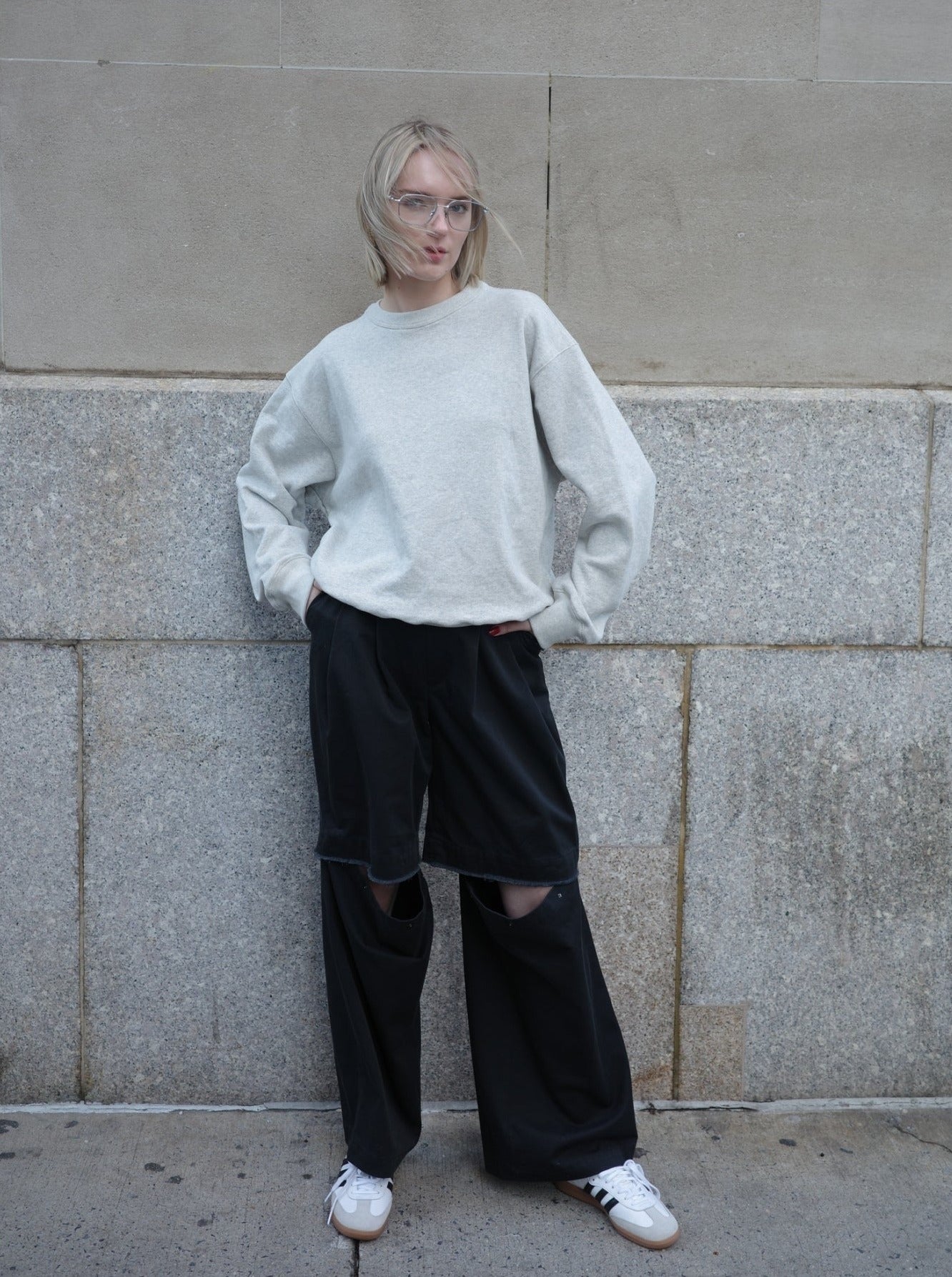 High-line 2way slit pants