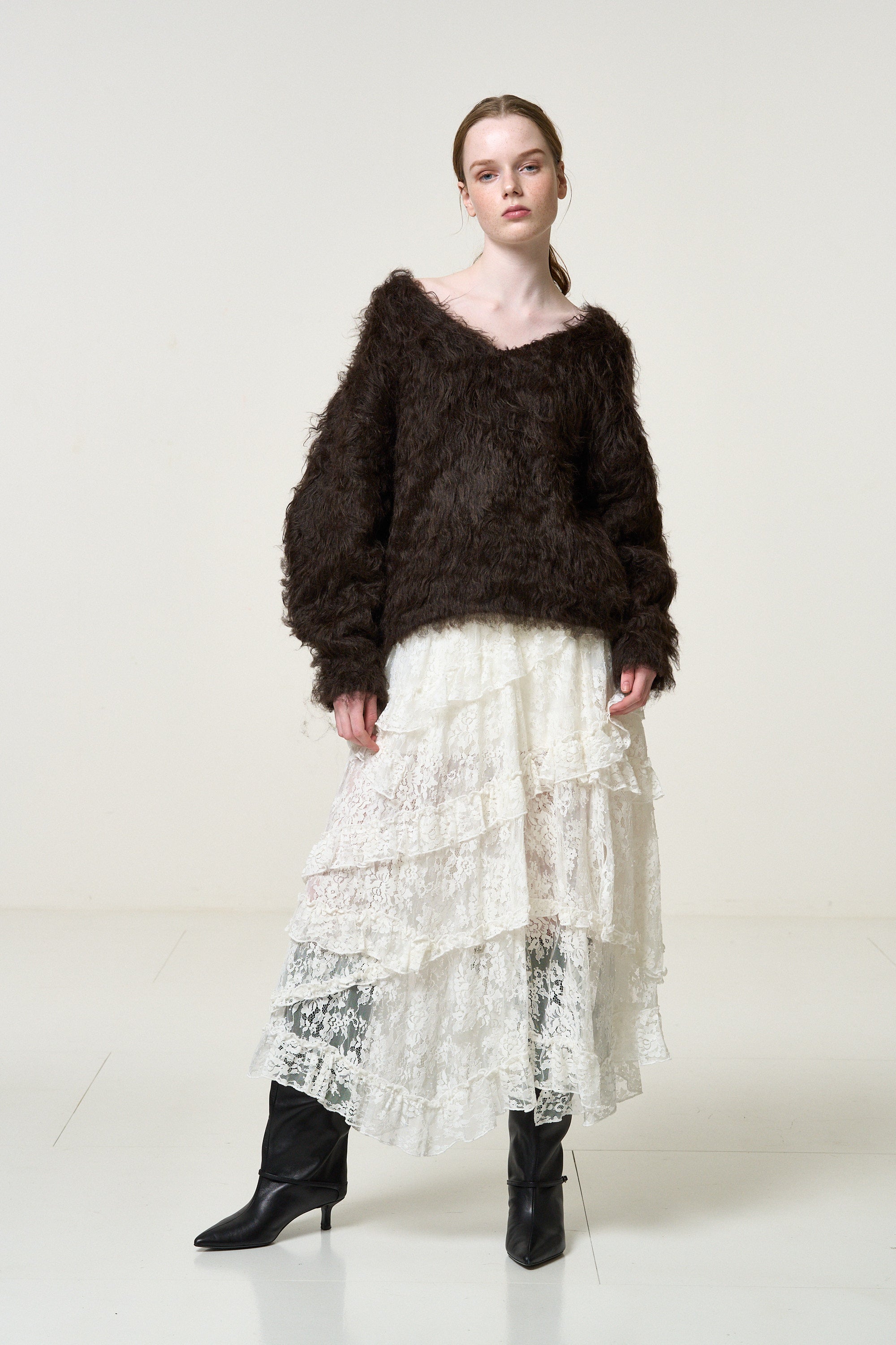 Pigalle shaggy Vneck knit