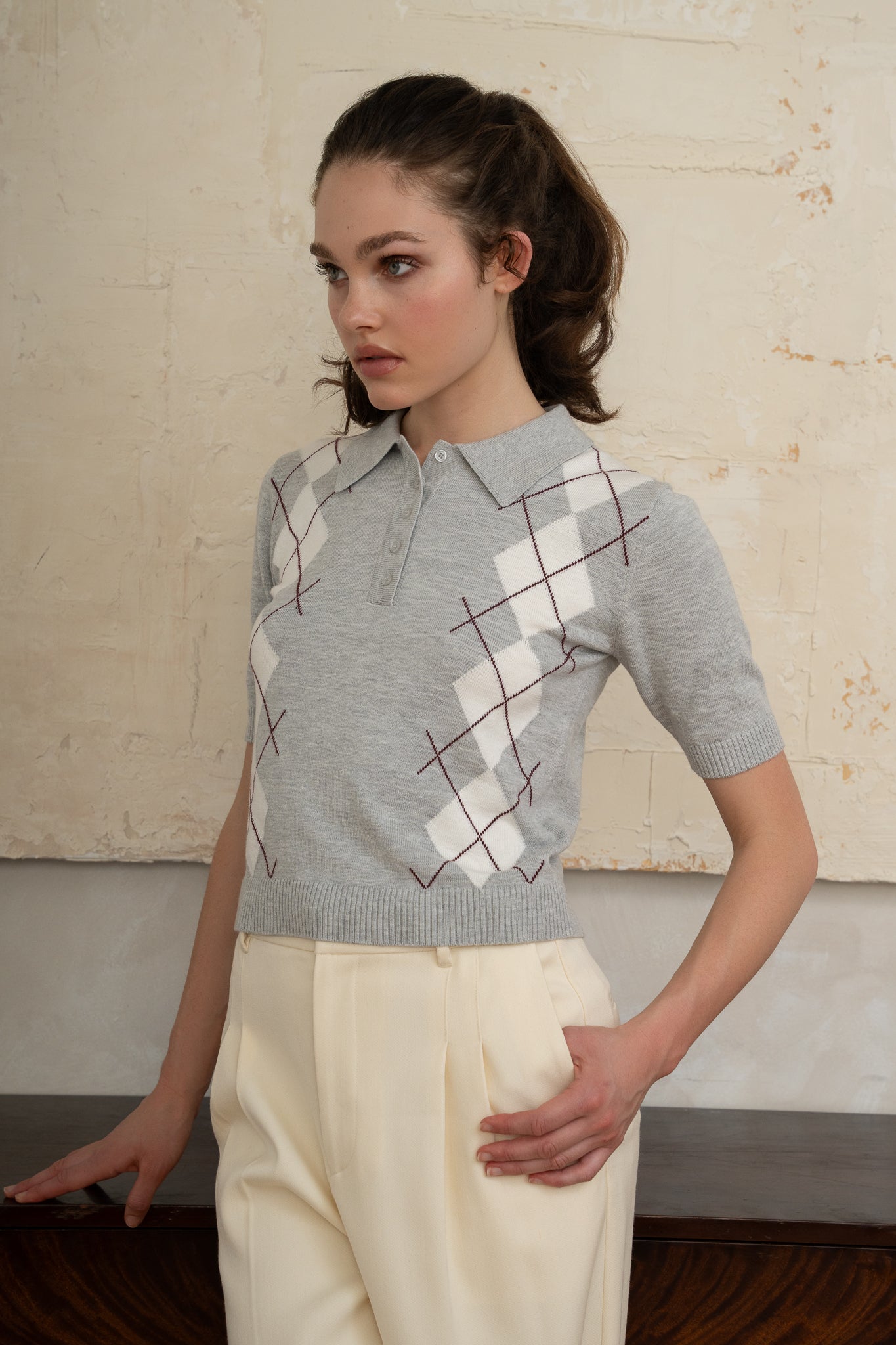 Geuldal Argyle Top