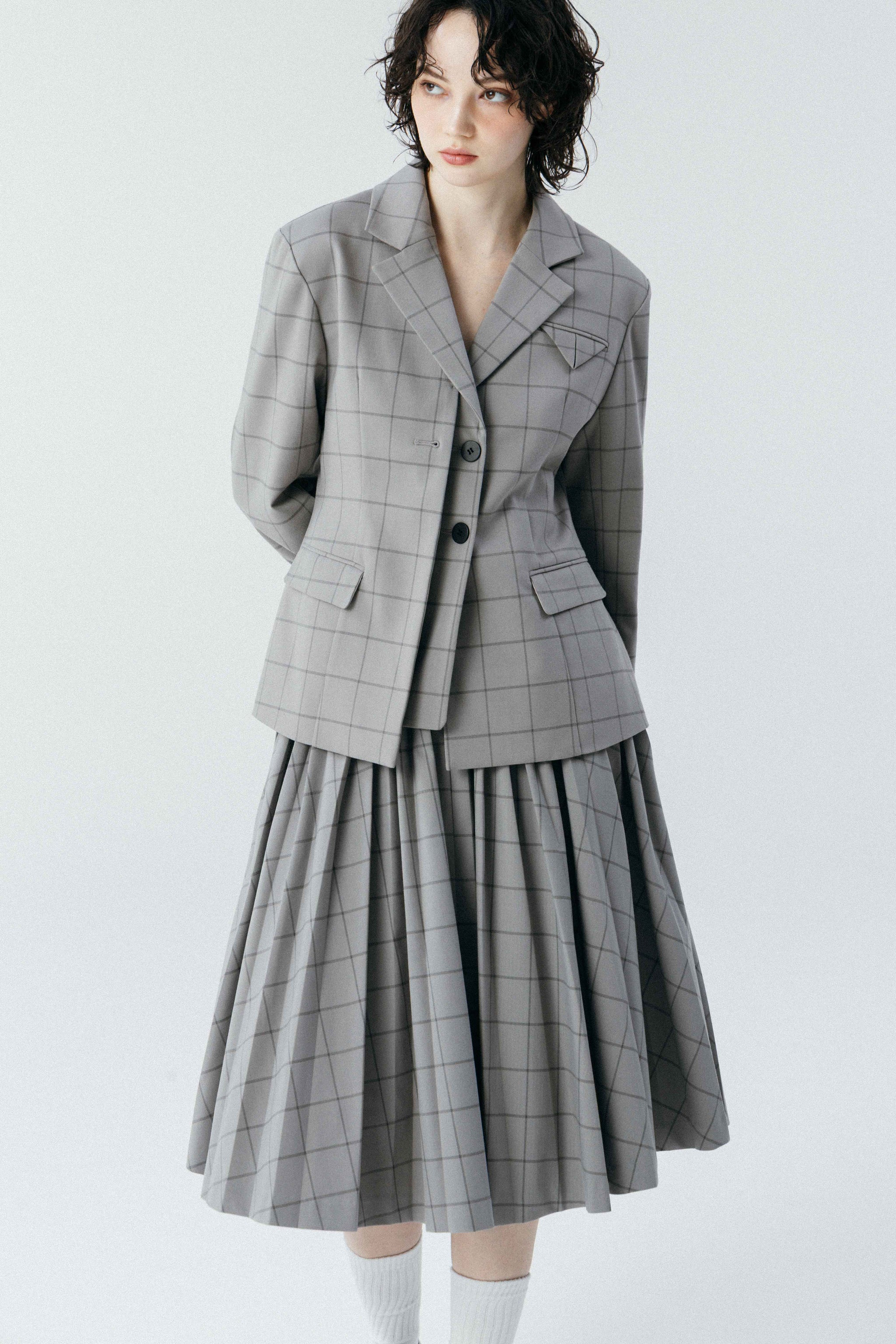 Lyucus pleats skirt -check