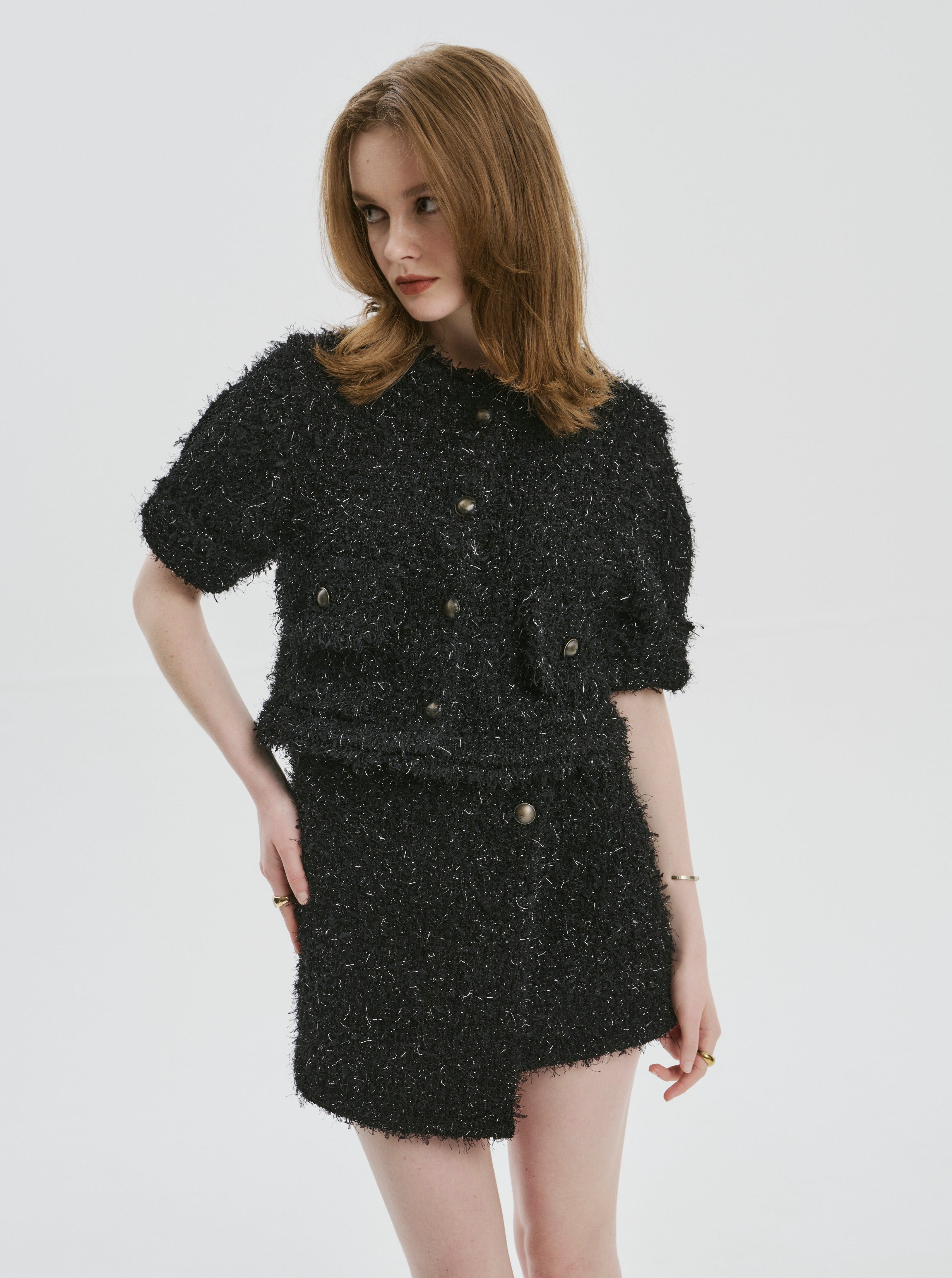 Fifth Avenue short sleeve tweed jacket – THE TOÉ