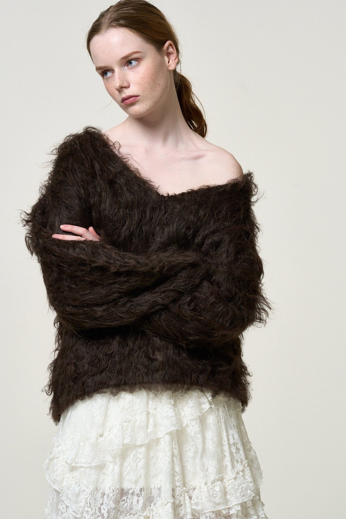 Pigalle shaggy Vneck knit