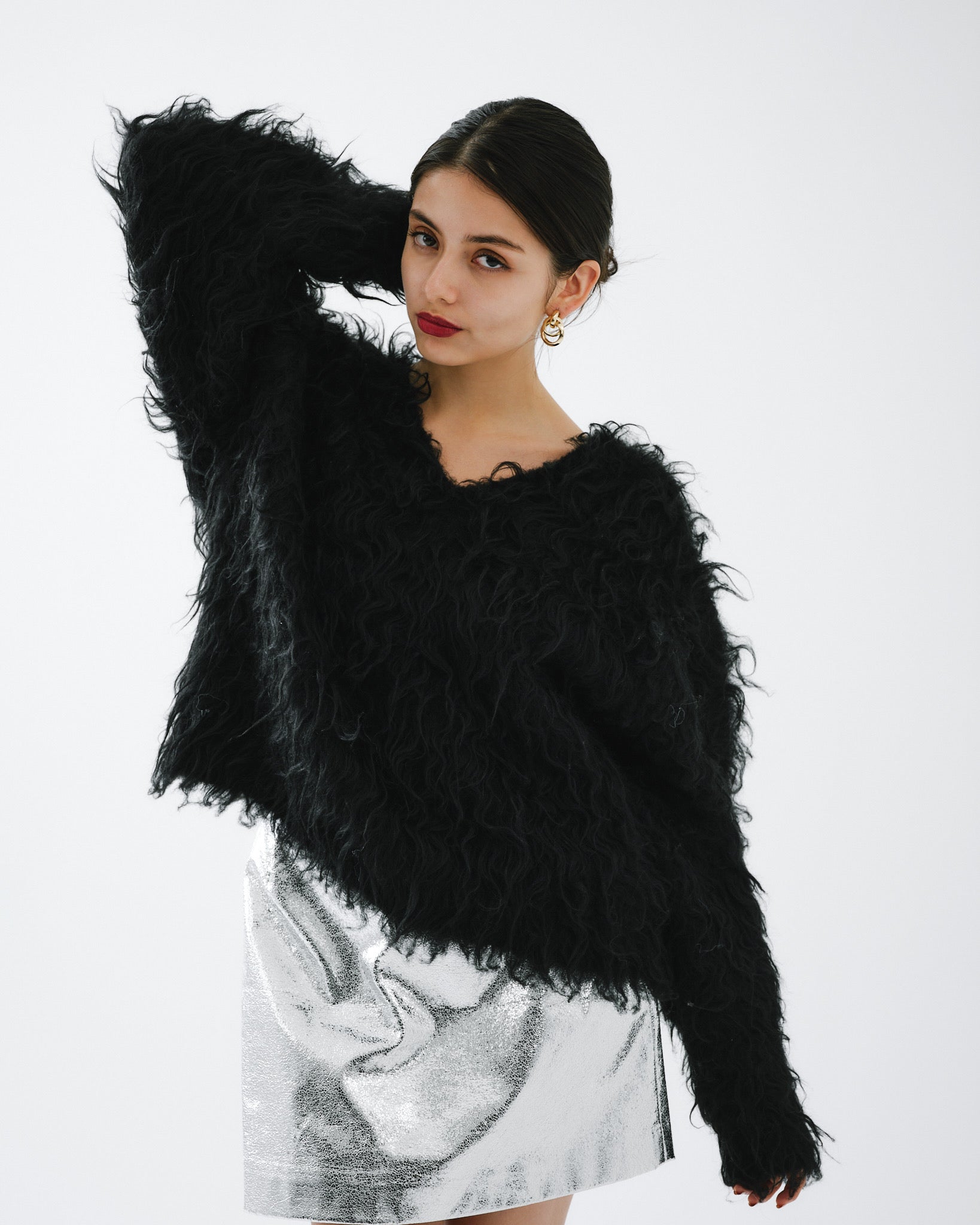 Pigalle shaggy Vneck knit