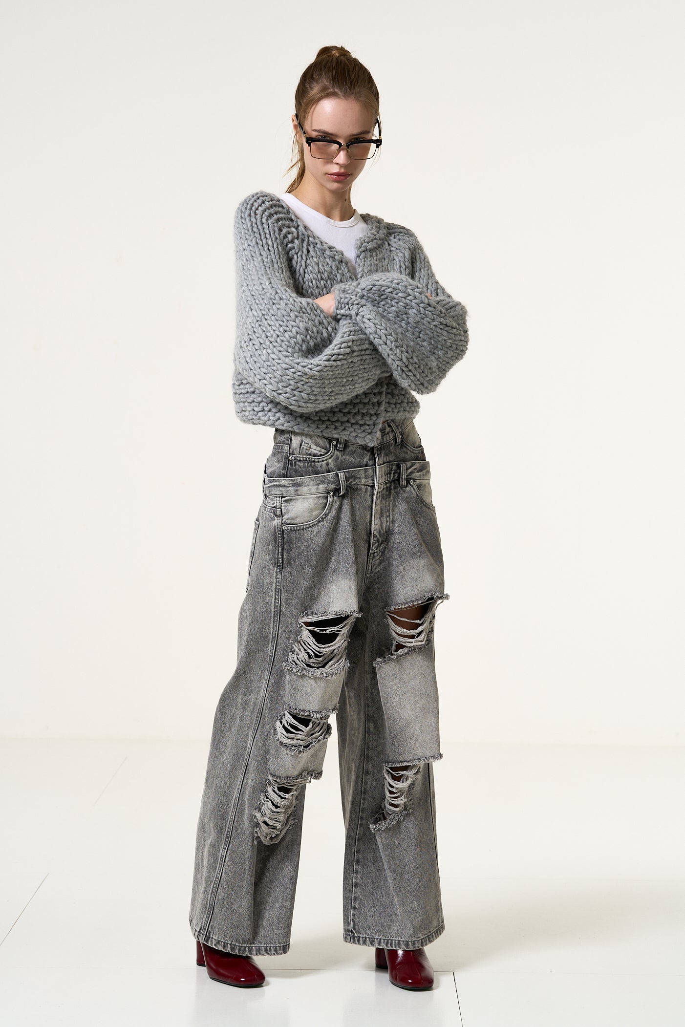 Lexington double belt denim pants