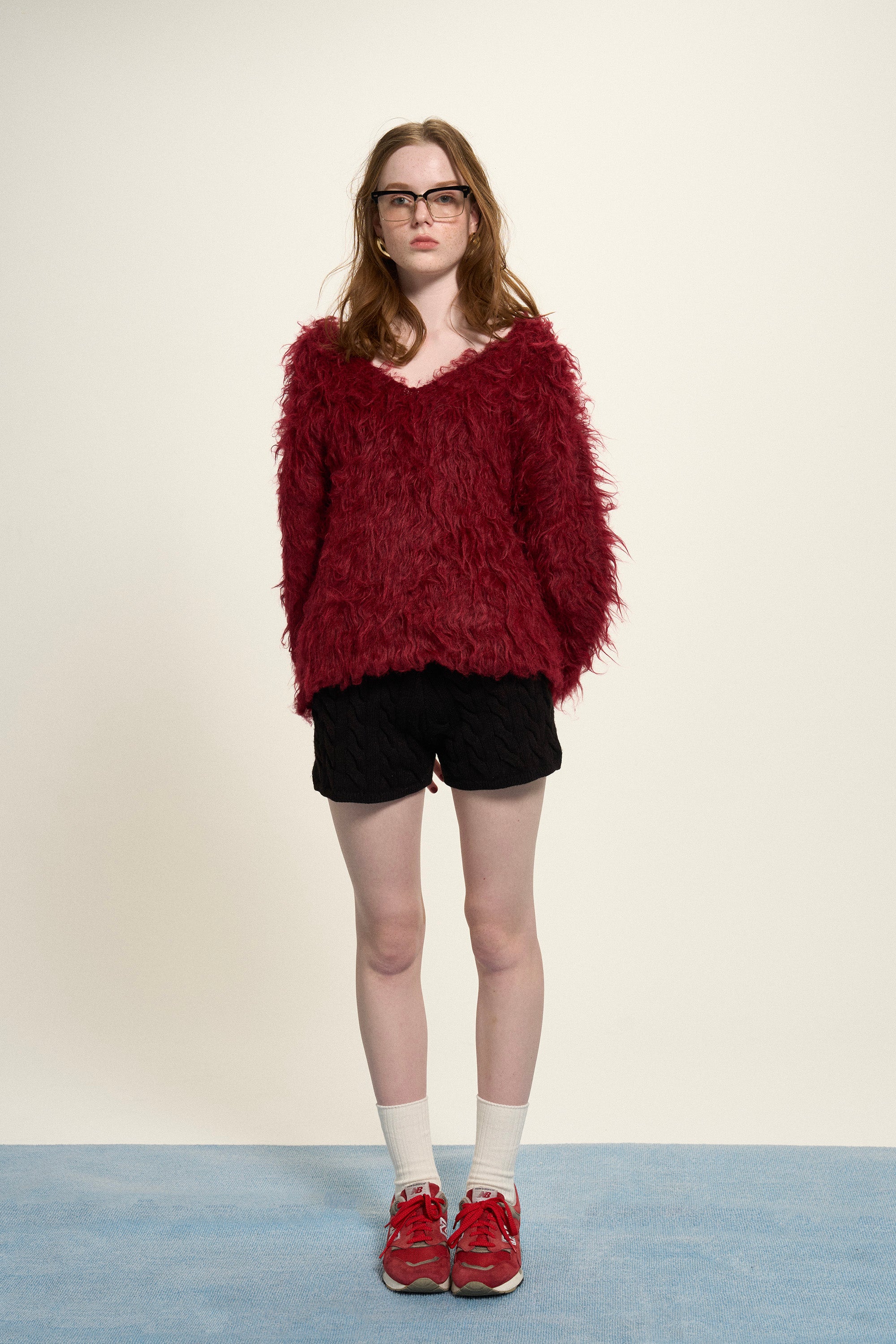 Pigalle shaggy Vneck knit