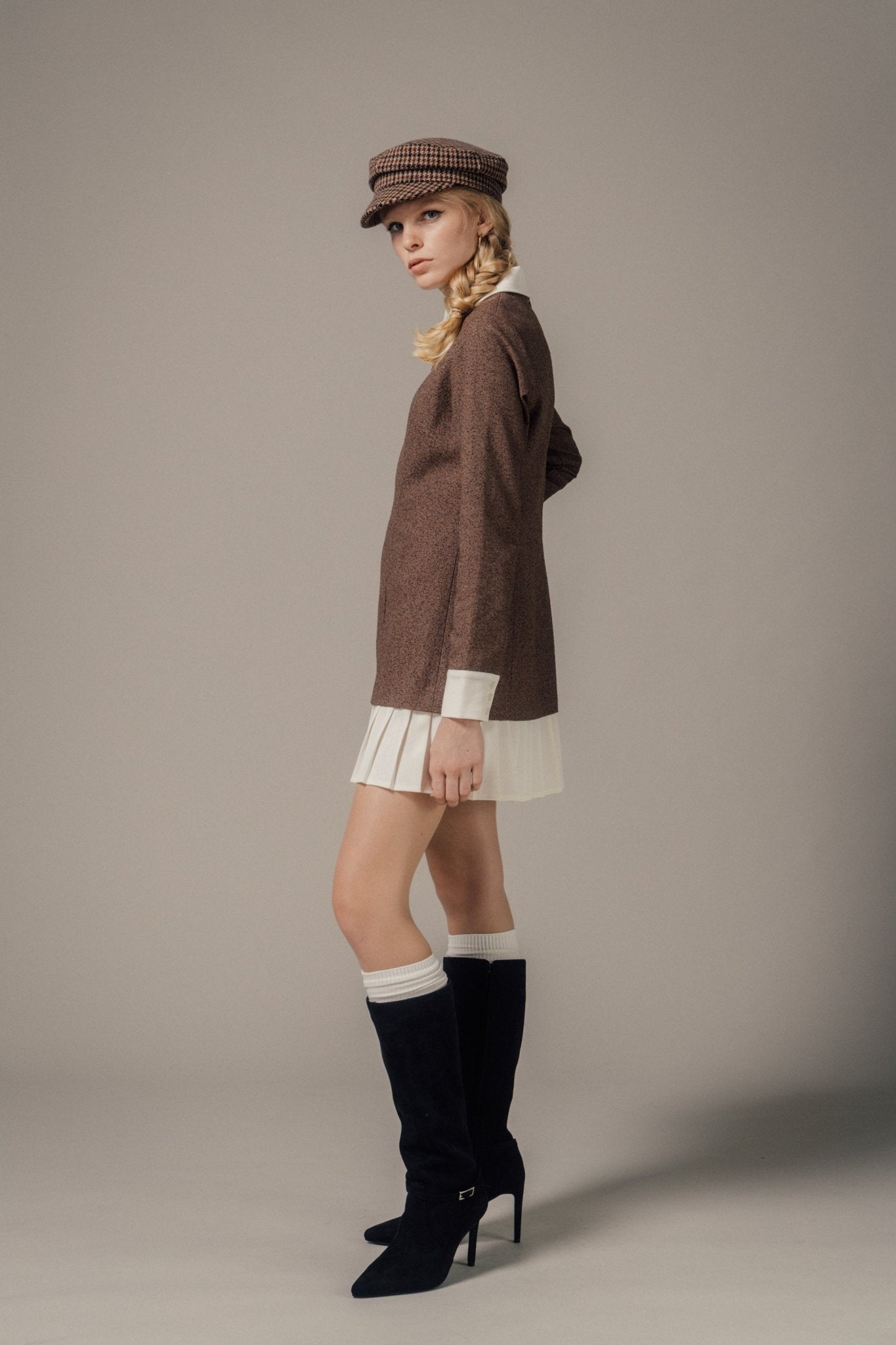 Leopold Long-Sleeve Tweed Dress
