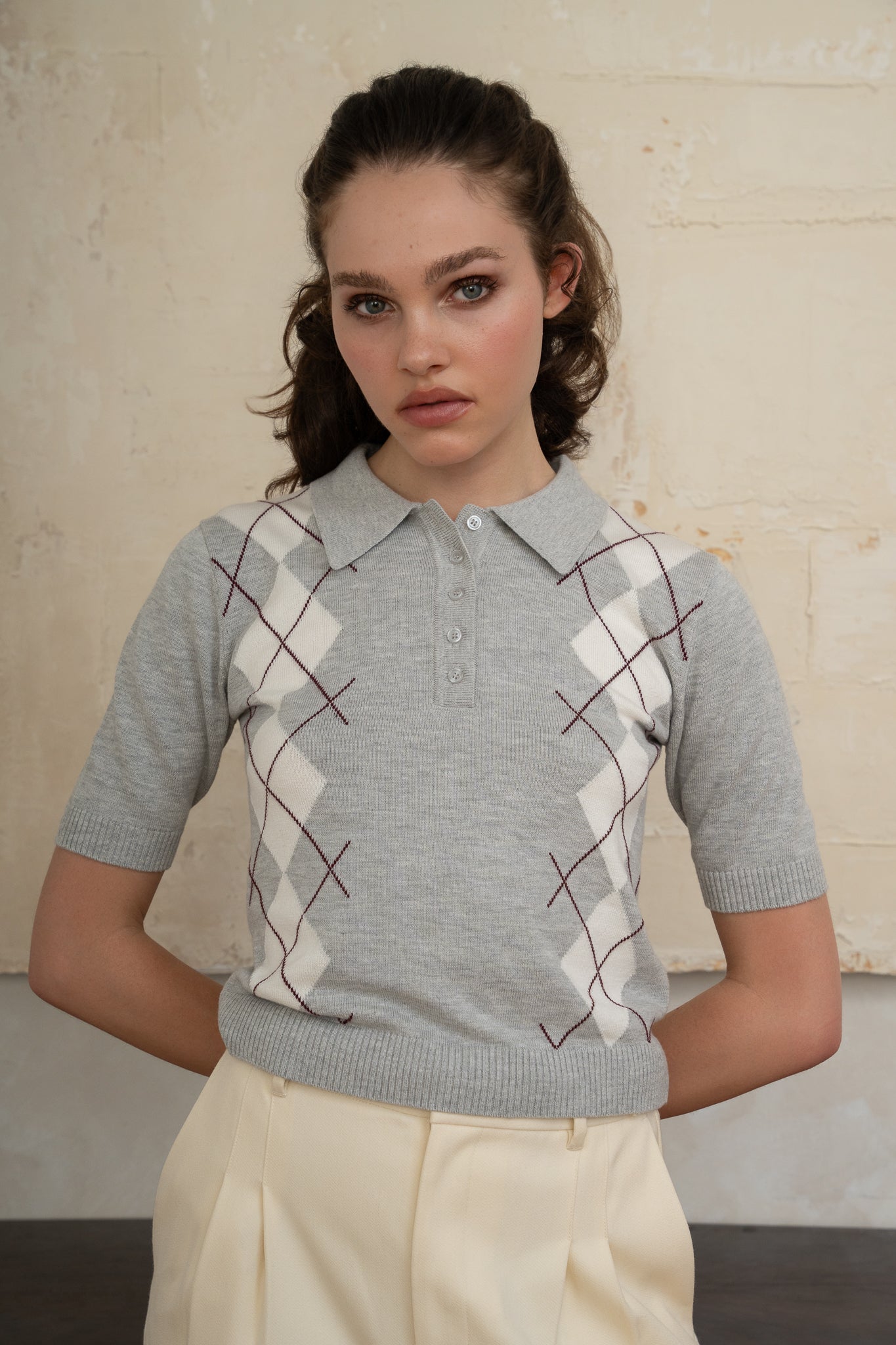 Geuldal Argyle Top