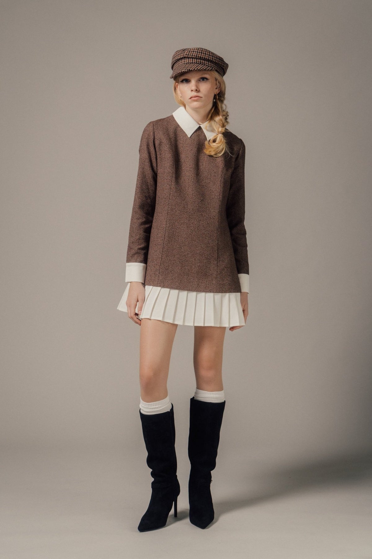 Leopold Long-Sleeve Tweed Dress
