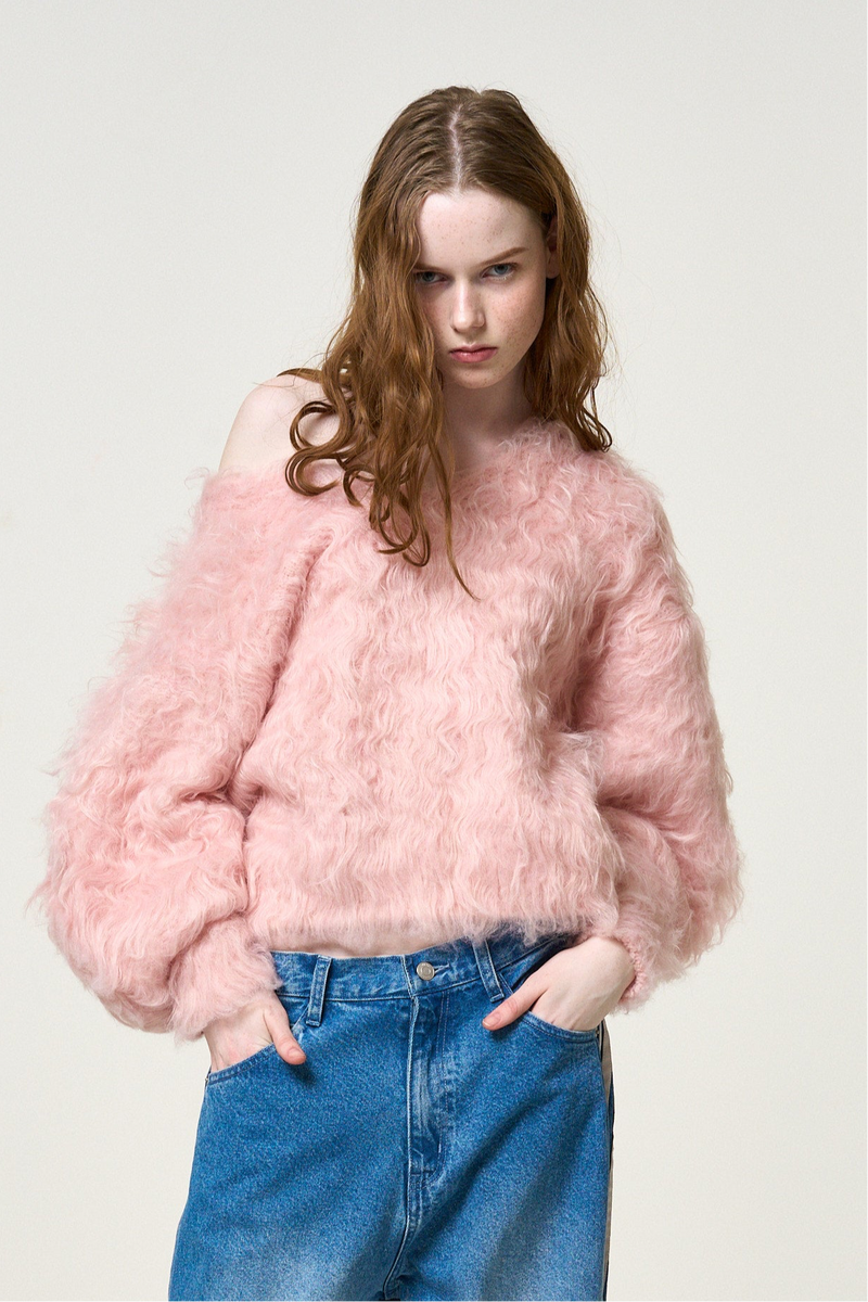 Pigalle shaggy Vneck knit