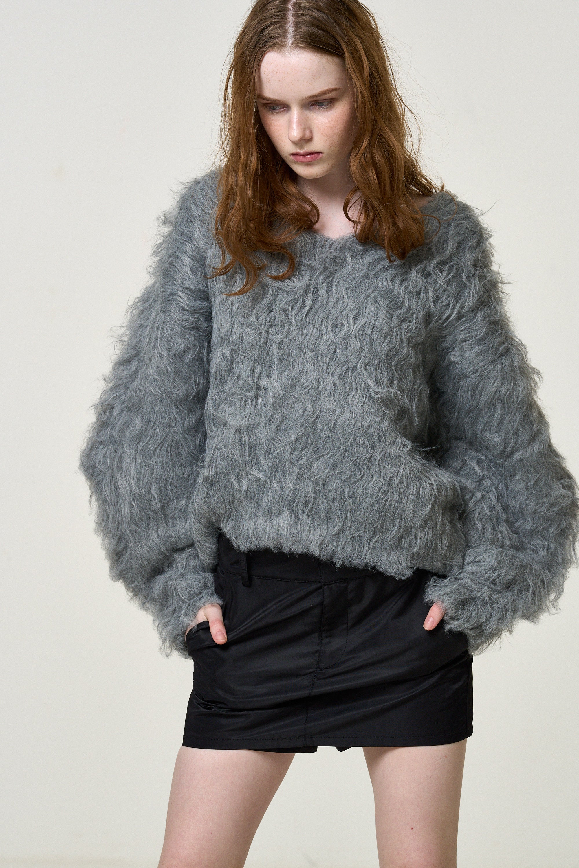 Pigalle shaggy Vneck knit