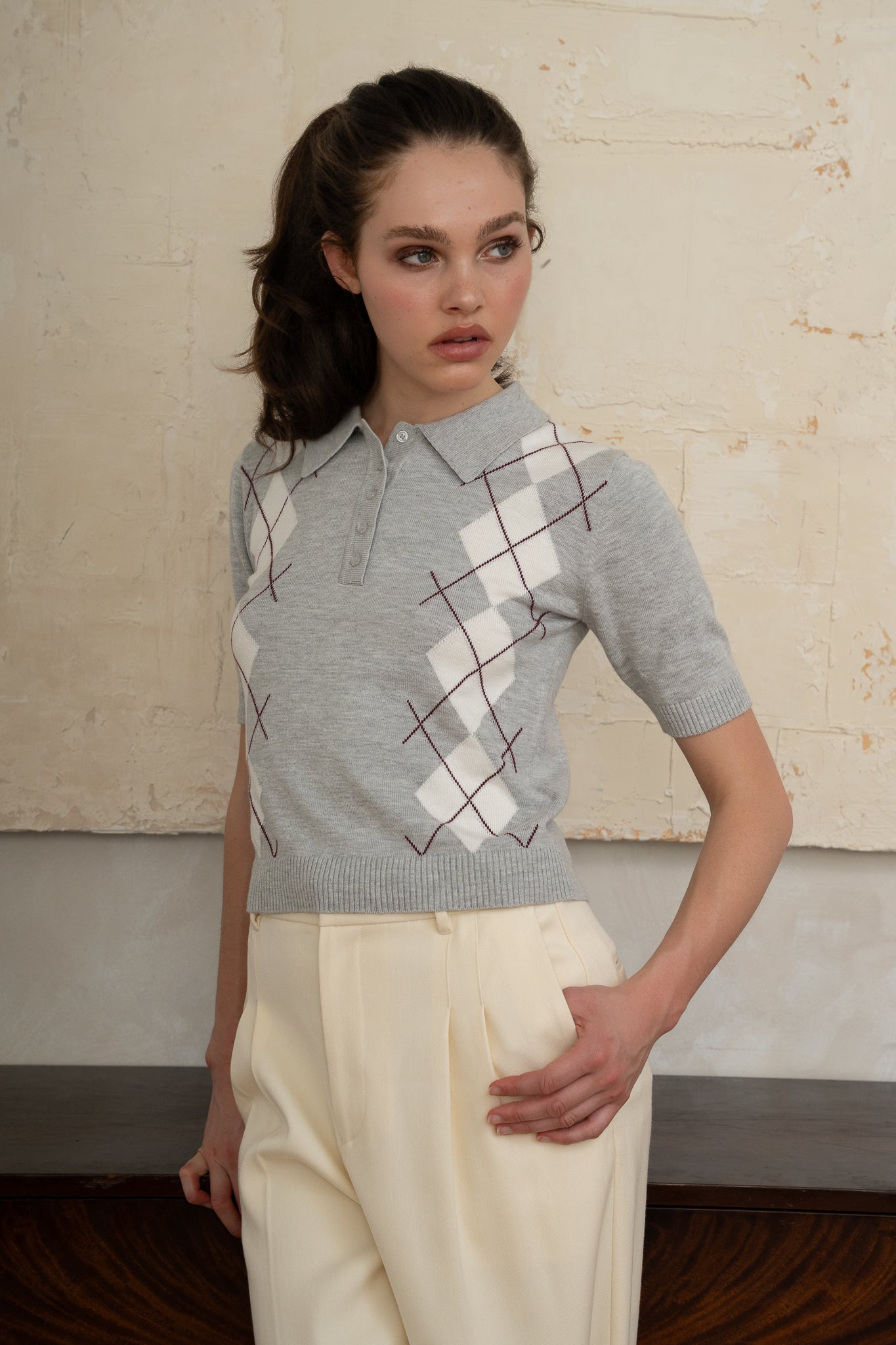 Geuldal Argyle Top