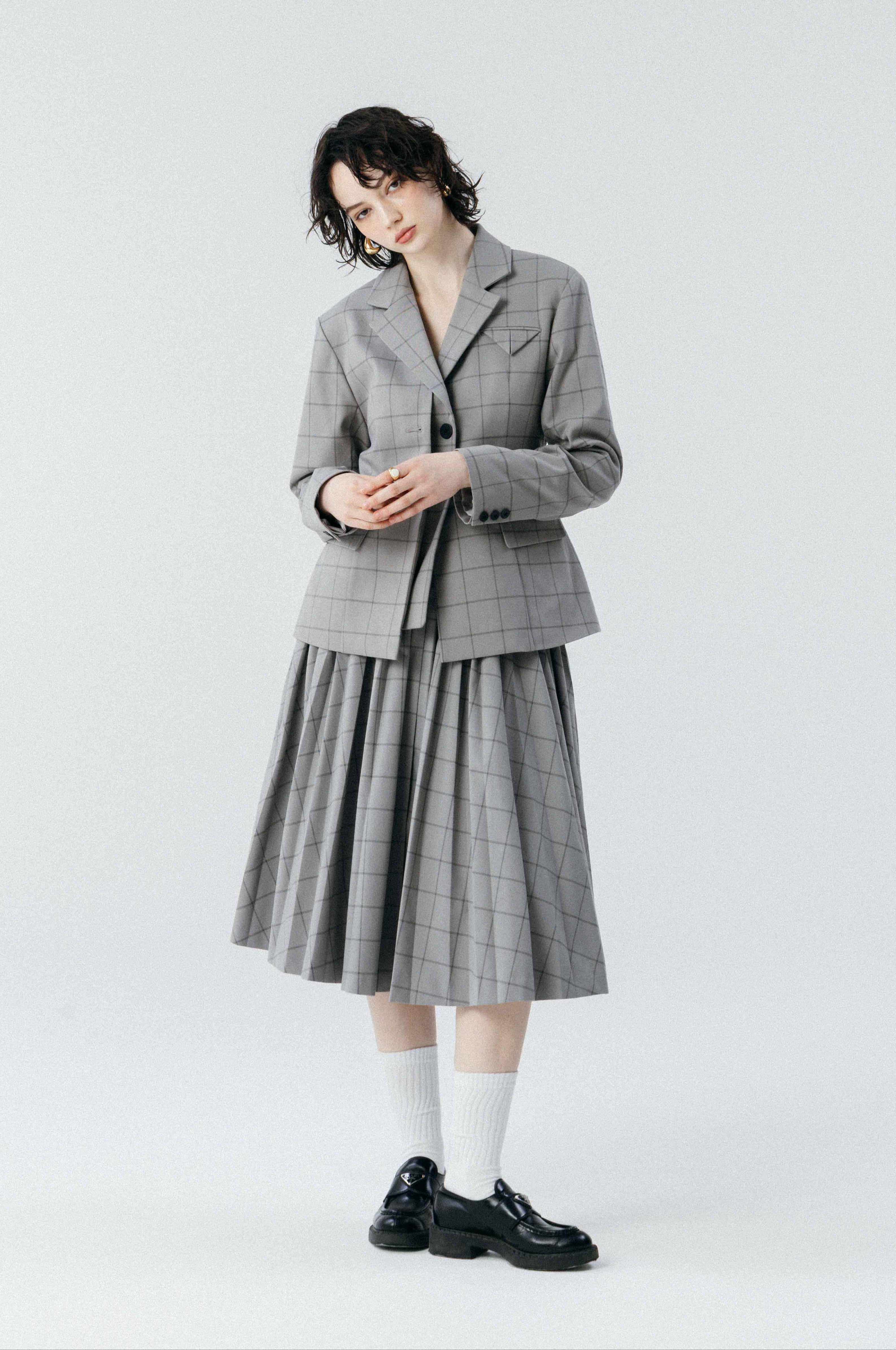 Lyucus Pleats Skirt -check