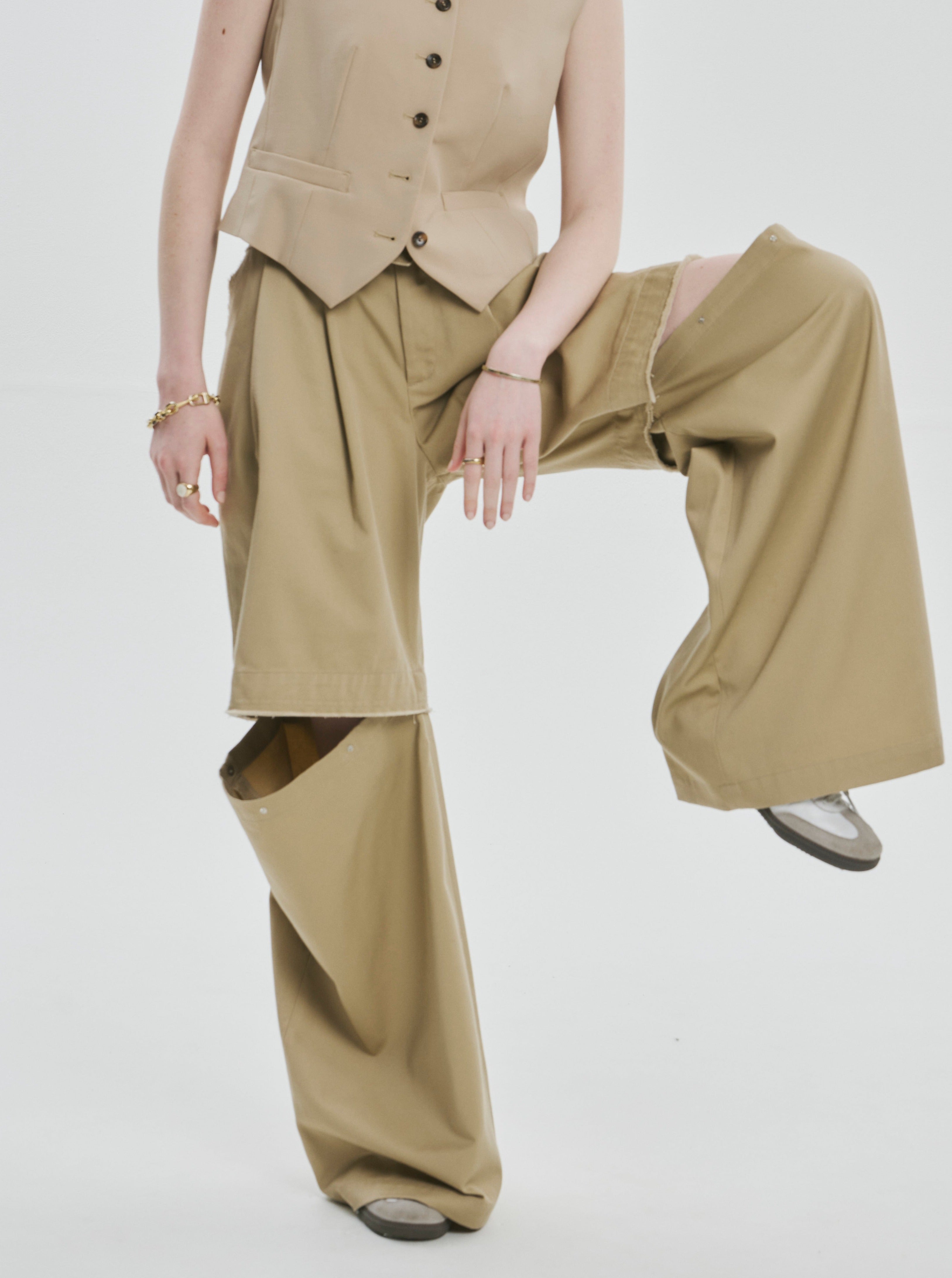 High-line 2way slit pants