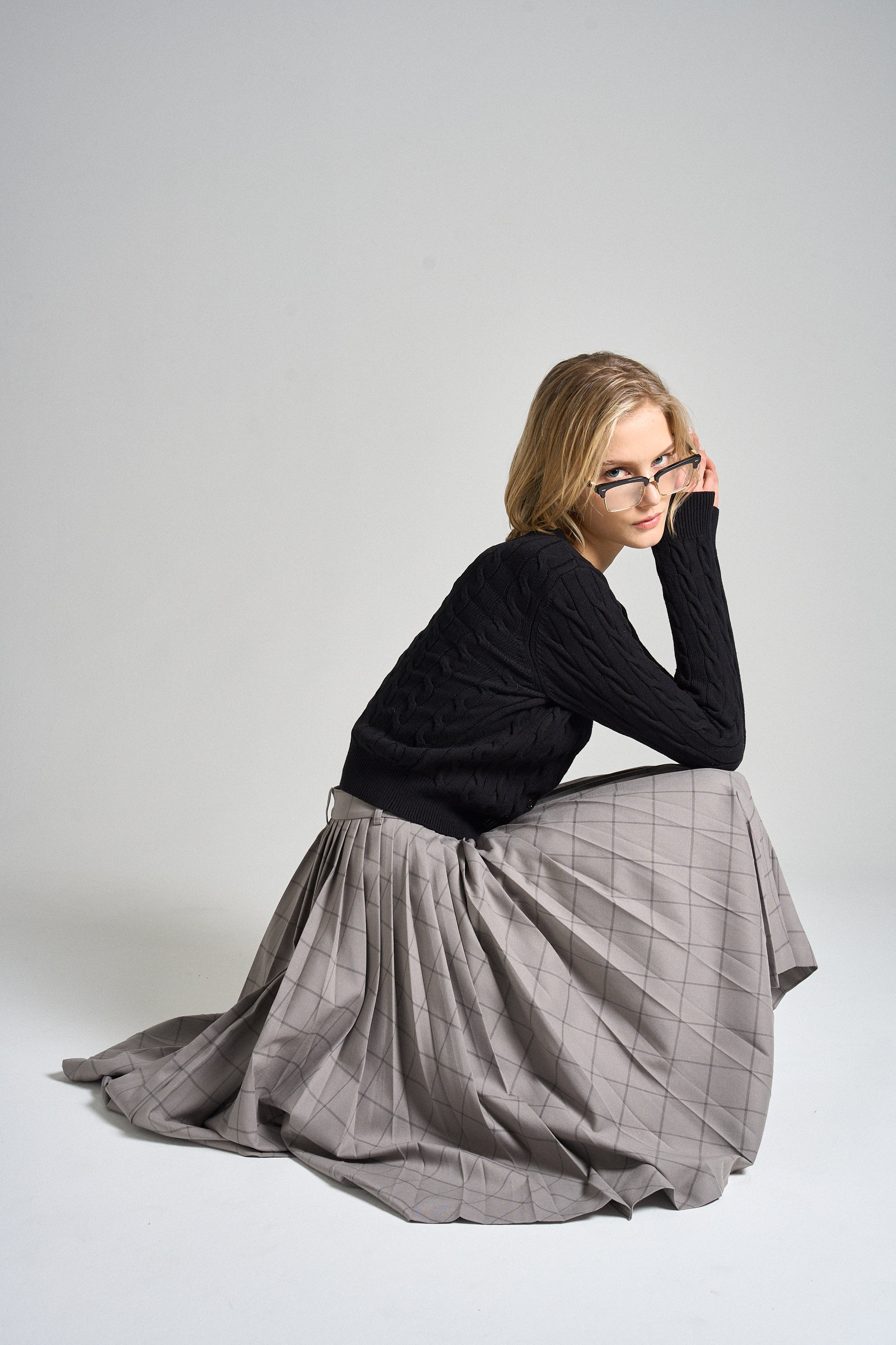 Lyucus pleats skirt -check