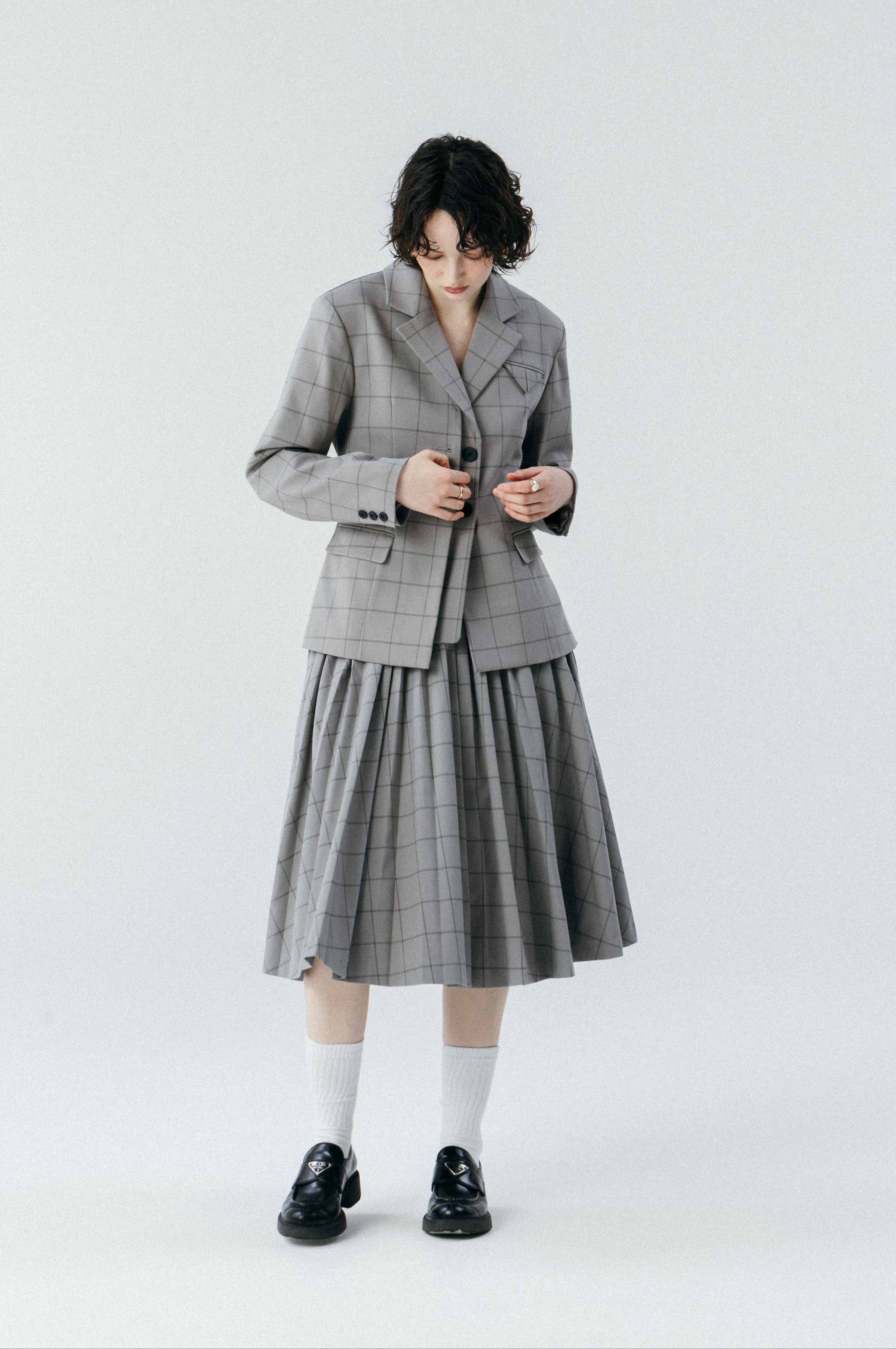 Lyucus Pleats Skirt -check