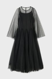 蓝铃花薄纱连衣裙