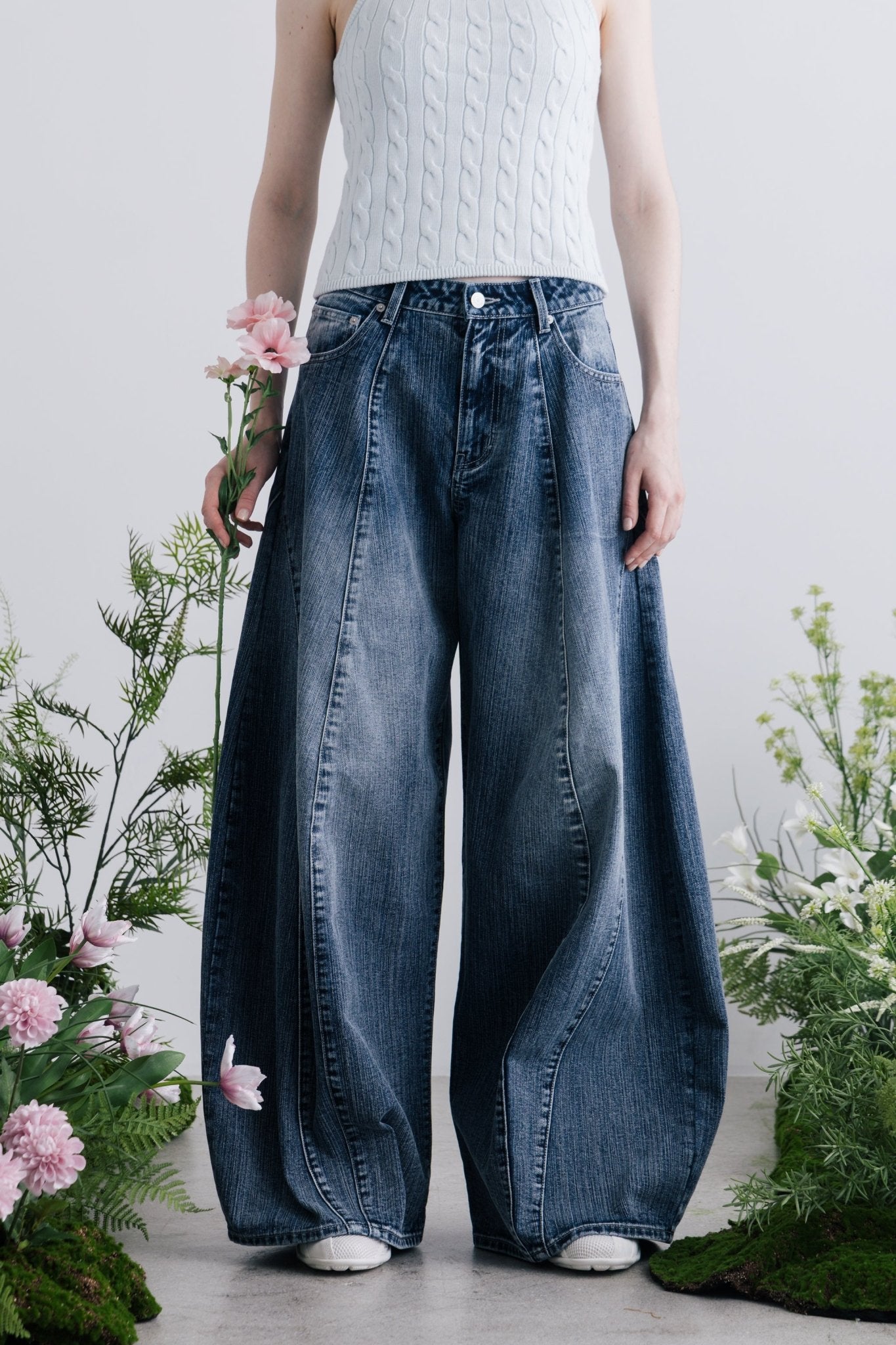 Santorini Denim Pants (Mid Blue)