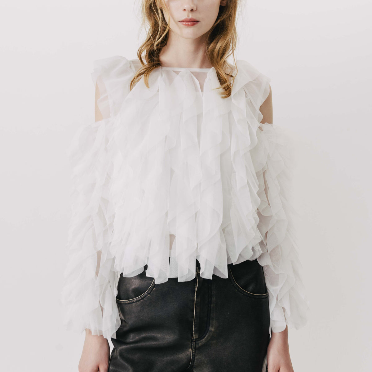 4WAY) Gardenia tulle frill tops