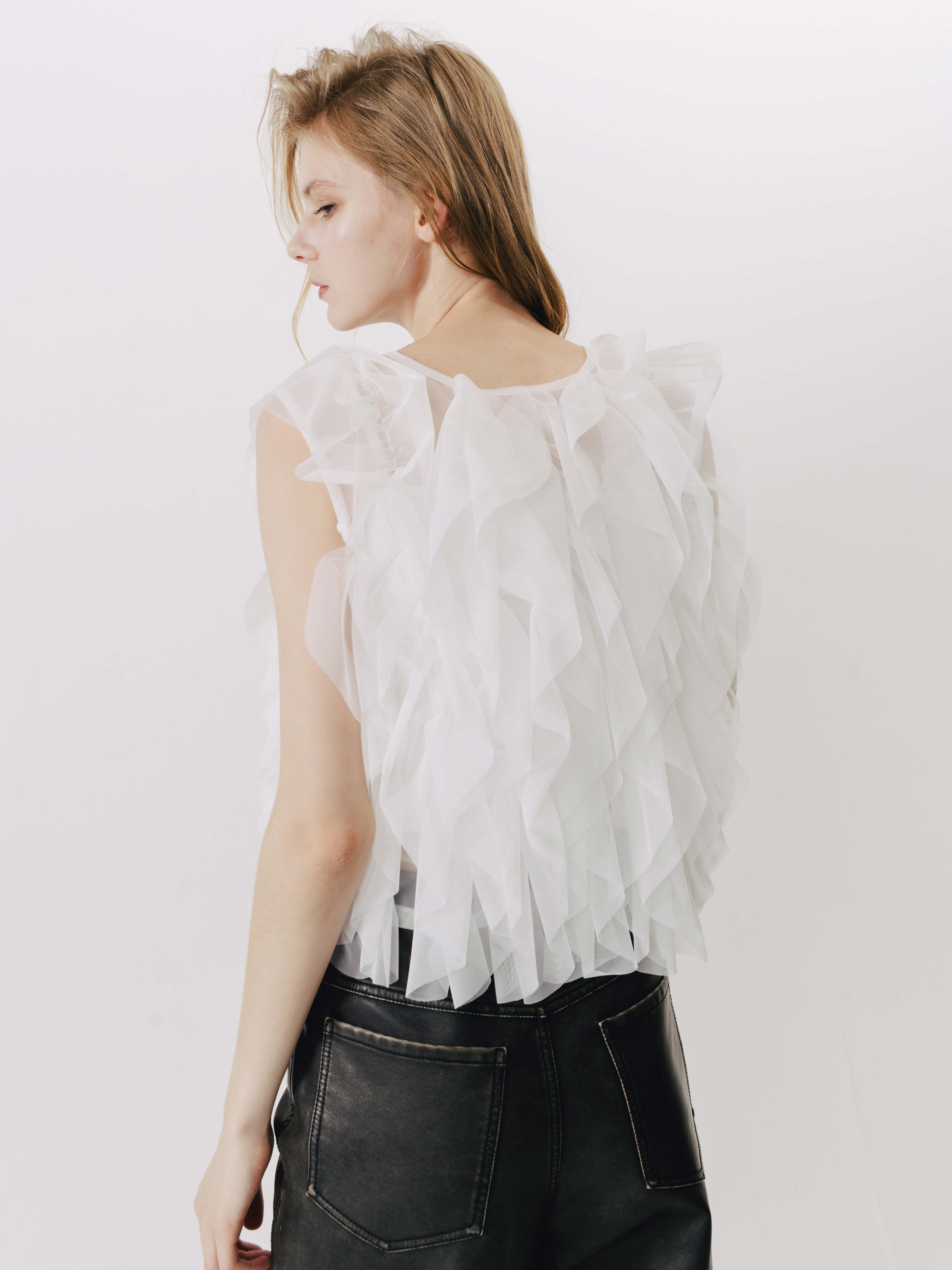 (4WAY) Gardenia tulle frill tops