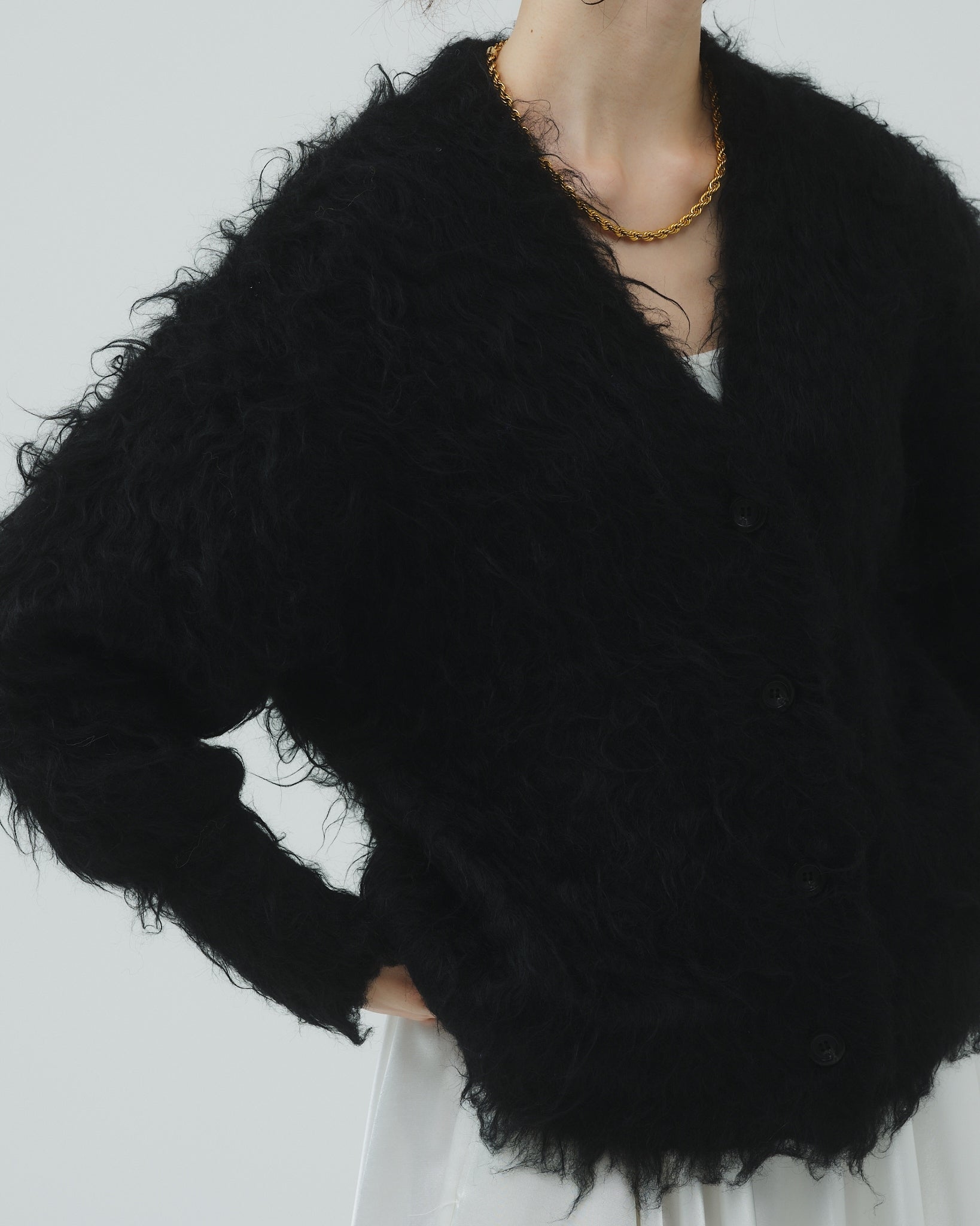 7,647円THE TOE PIGALLE SHAGGY CARDIGAN BLACK 黒